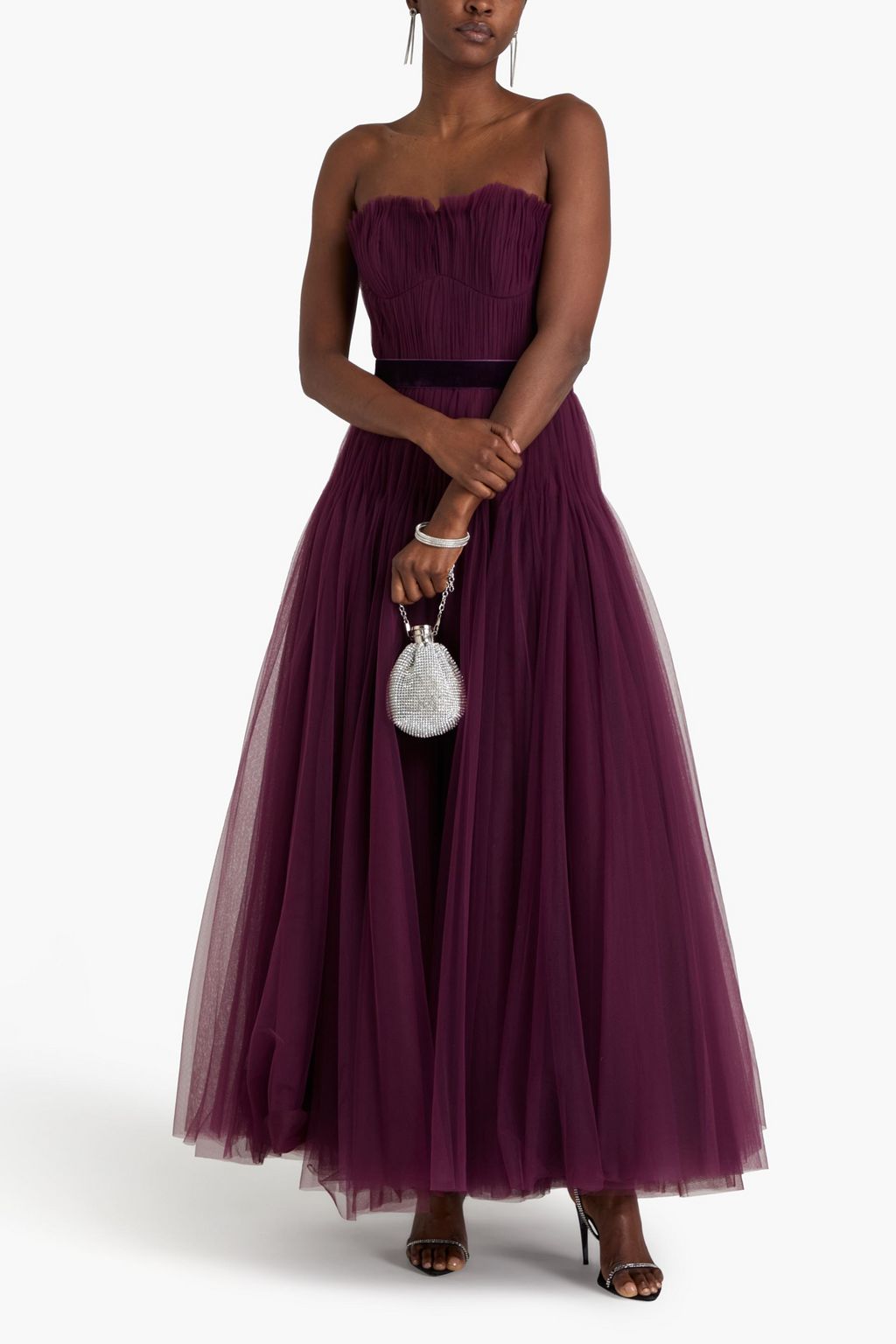 ZAC POSEN Strapless pleated tulle gown