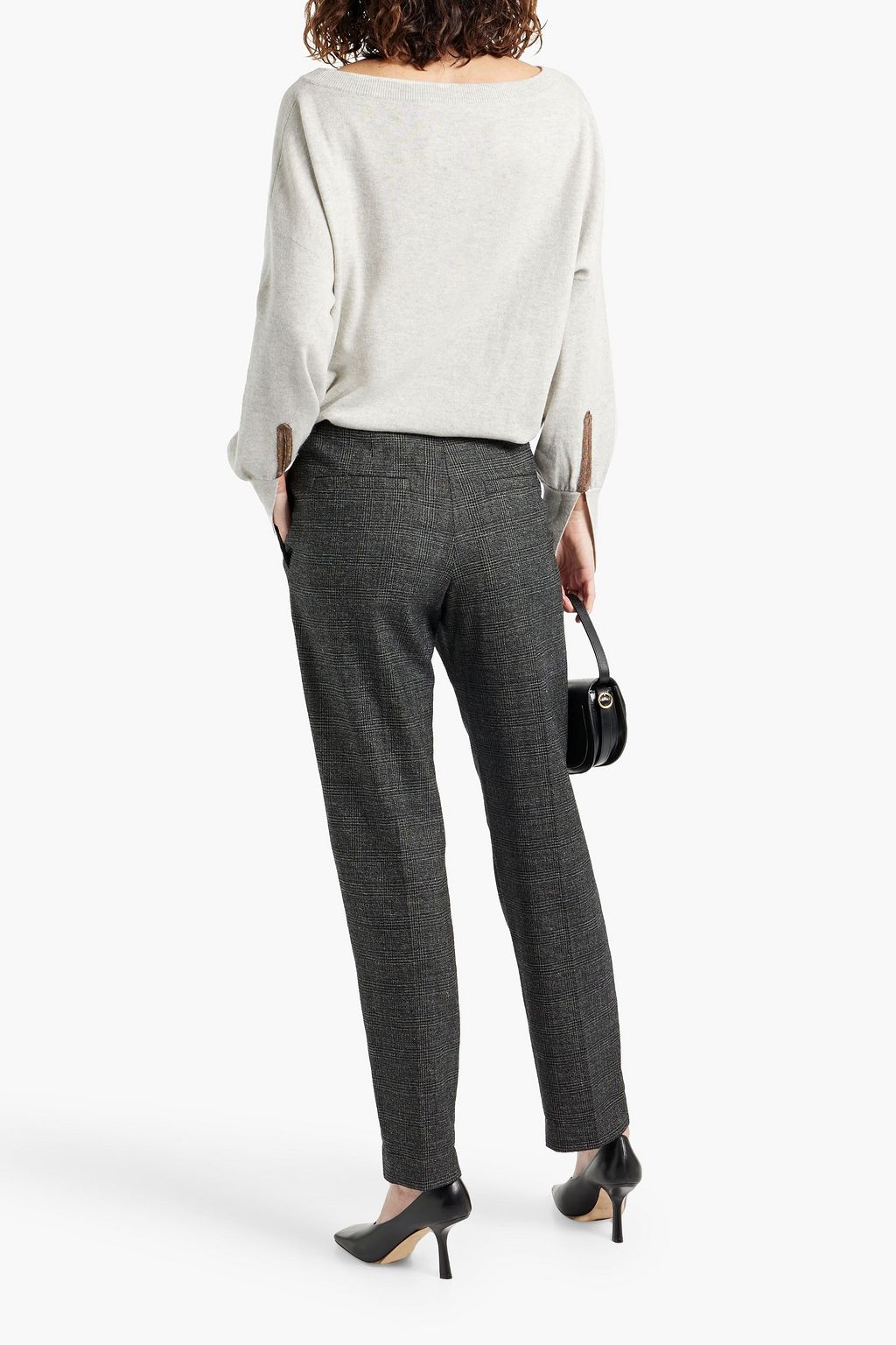 BRUNELLO CUCINELLI Checked wool-blend tweed tapered pants