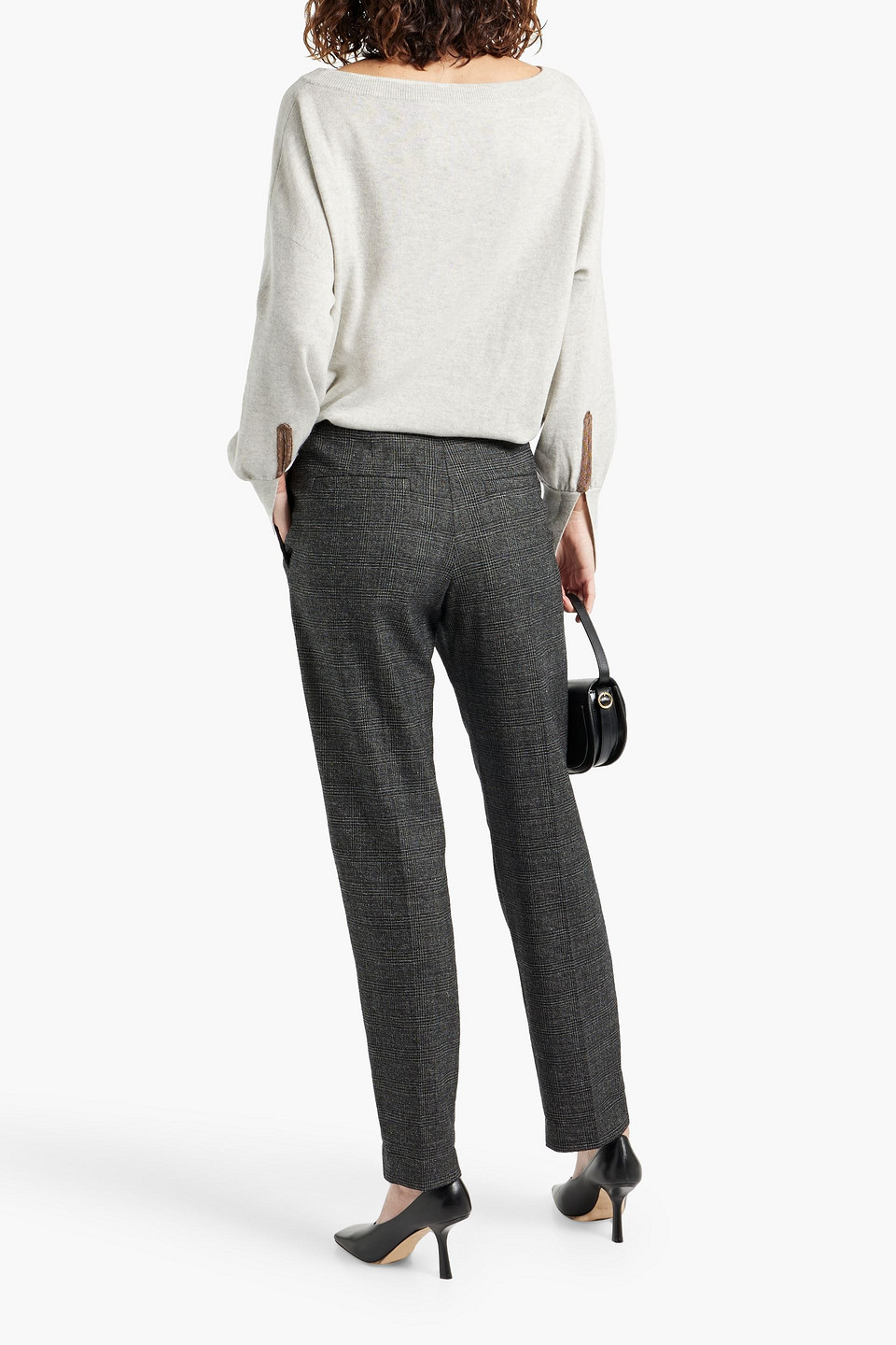 Brunello Cucinelli Checked Wool-blend Tweed Tapered Pants In Black