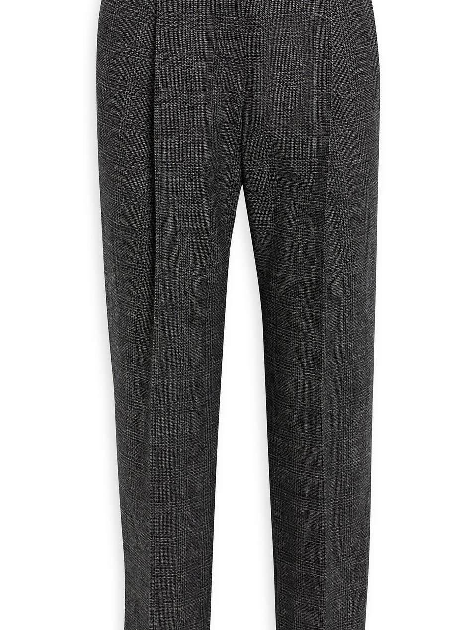 checked wool-blend tweed tapered pants