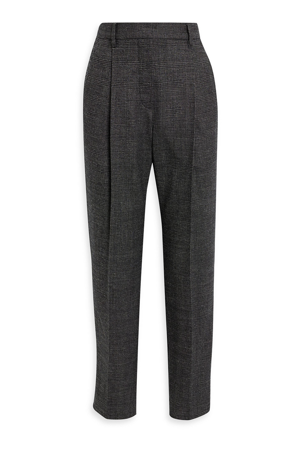 Brunello Cucinelli Checked Wool-blend Tweed Tapered Pants In Black