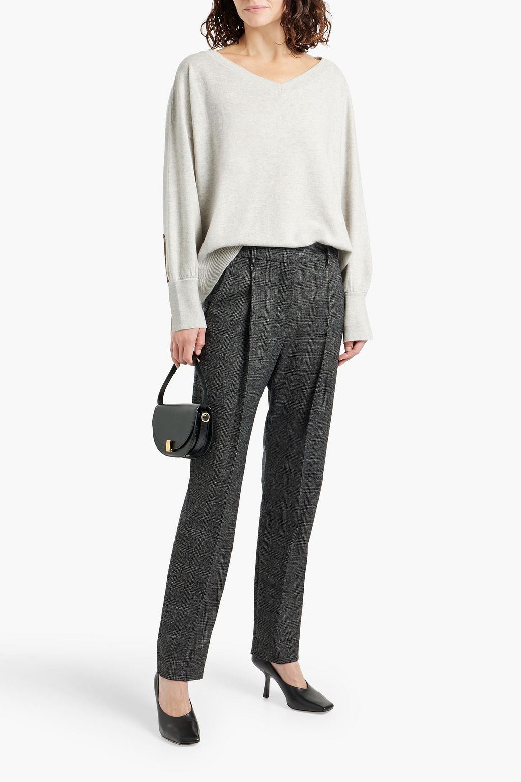 BRUNELLO CUCINELLI Checked wool-blend tweed tapered pants
