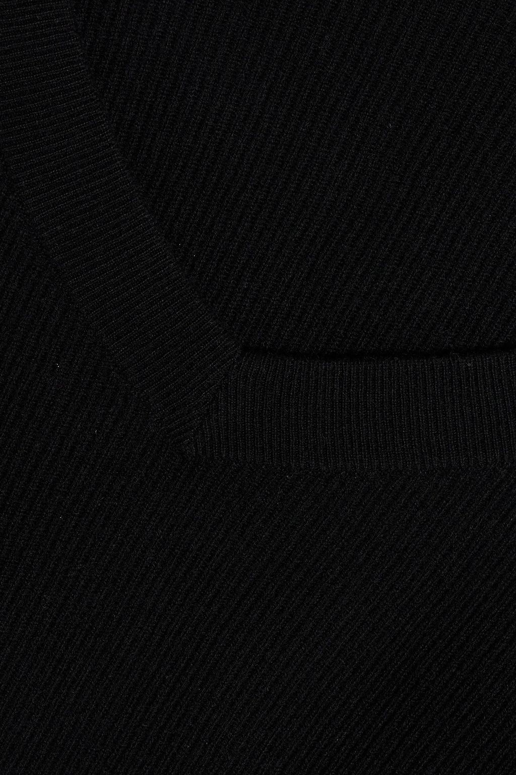 BRUNELLO CUCINELLI Satin-trimmed ribbed cashmere sweater