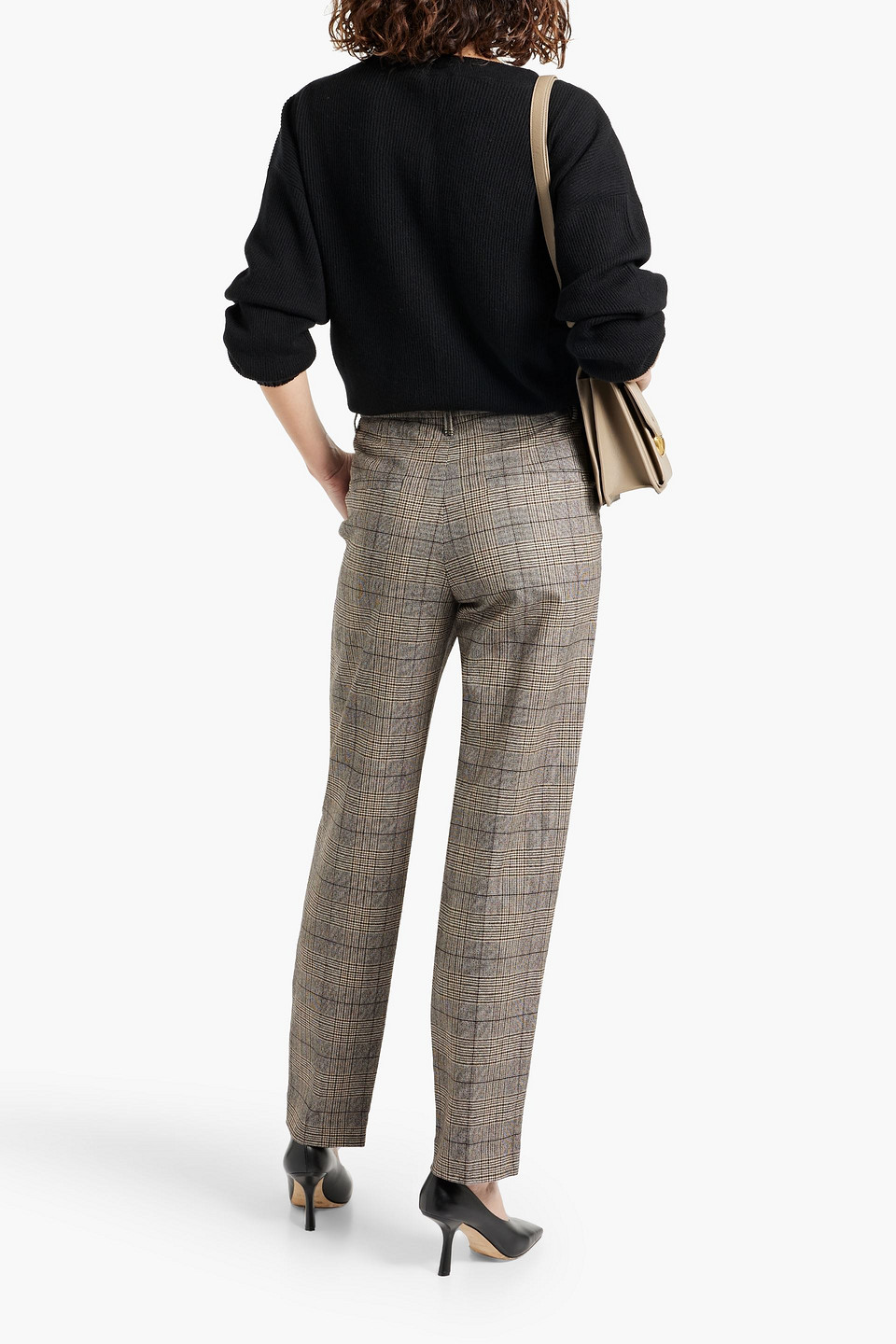 Brunello Cucinelli Satin-trimmed Ribbed Cashmere Sweater In Black