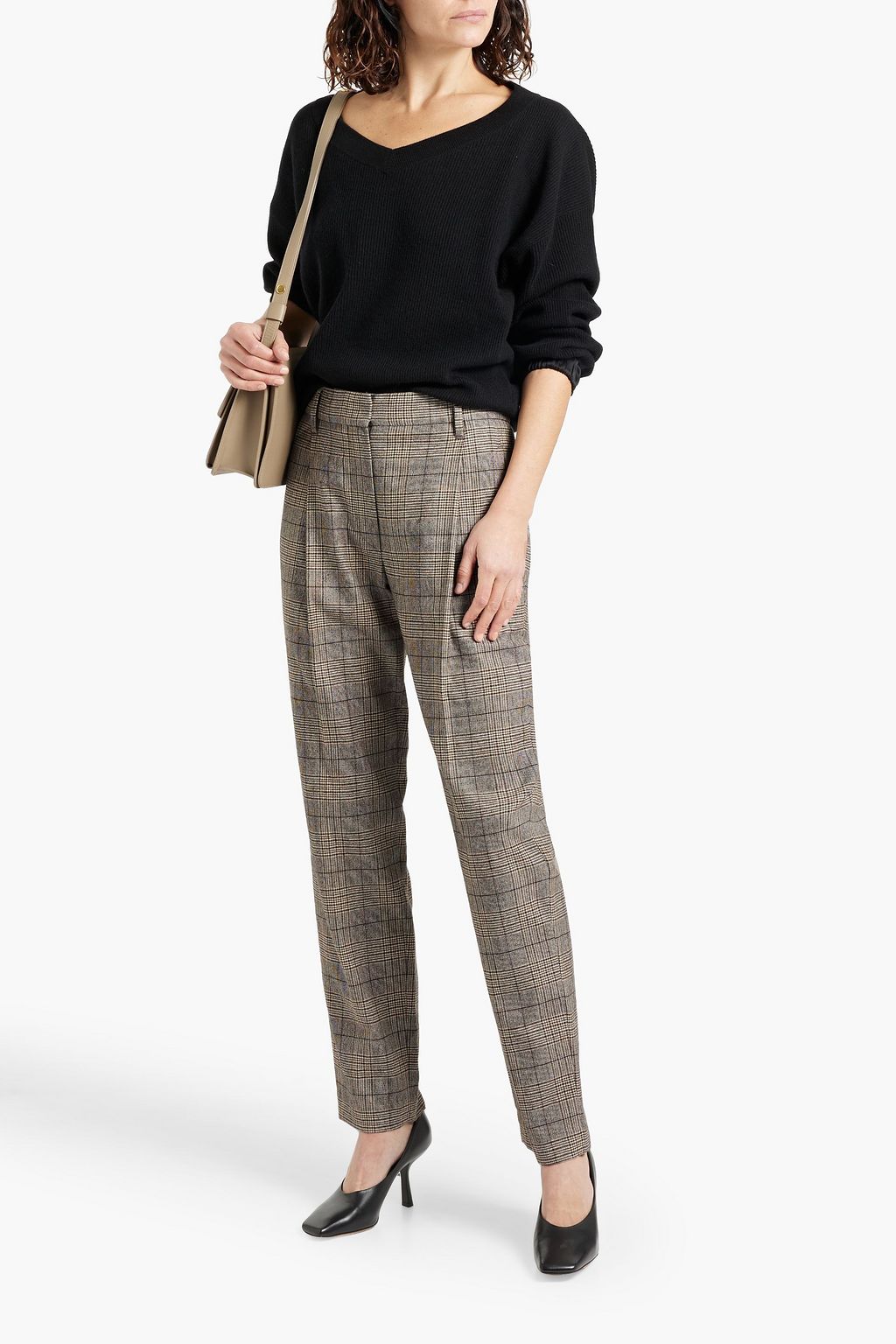 BRUNELLO CUCINELLI Satin-trimmed ribbed cashmere sweater