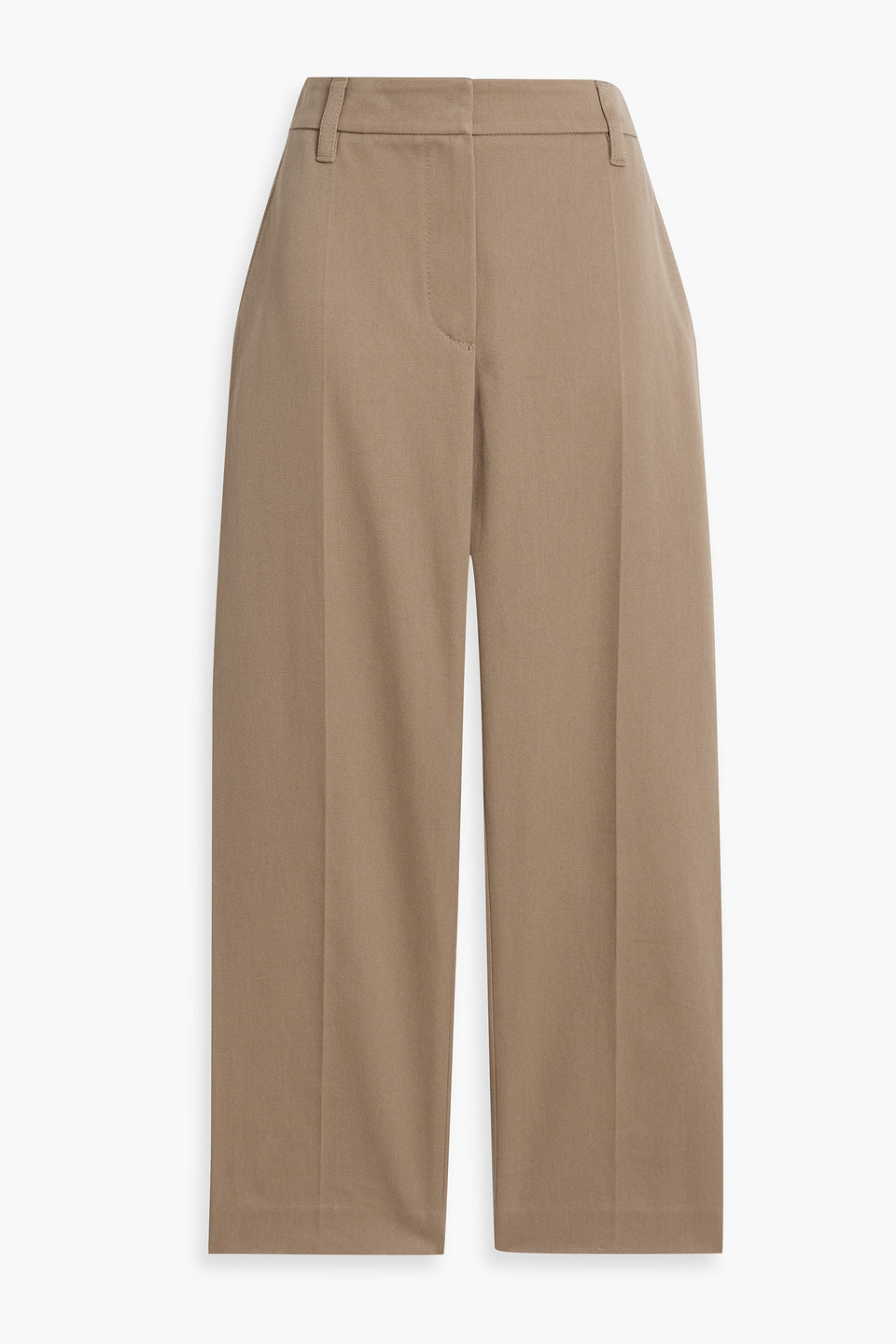 Brunello Cucinelli Cropped Cotton-twill Straight-leg Pants In Mushroom