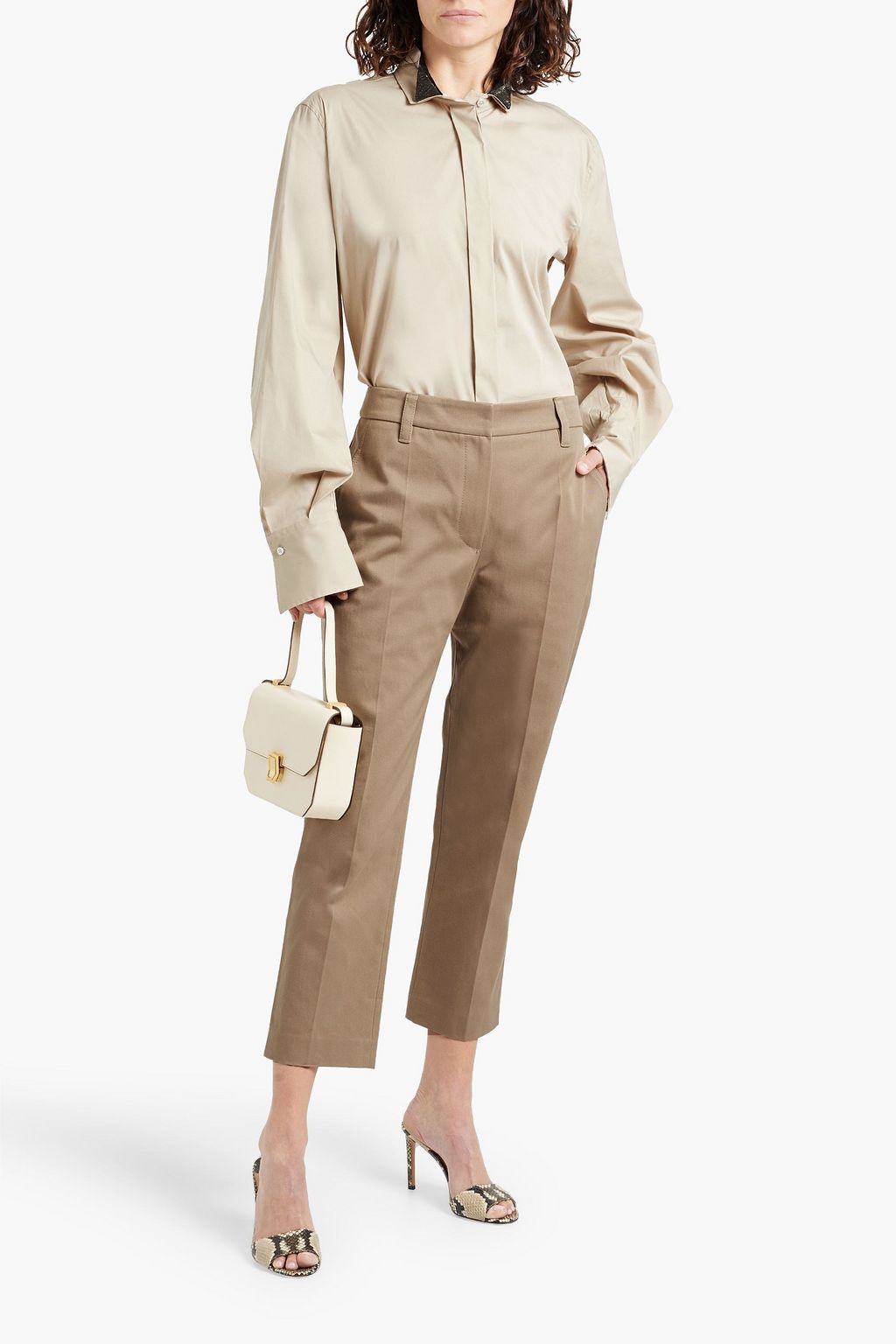 BRUNELLO CUCINELLI Cropped cotton-twill straight-leg pants