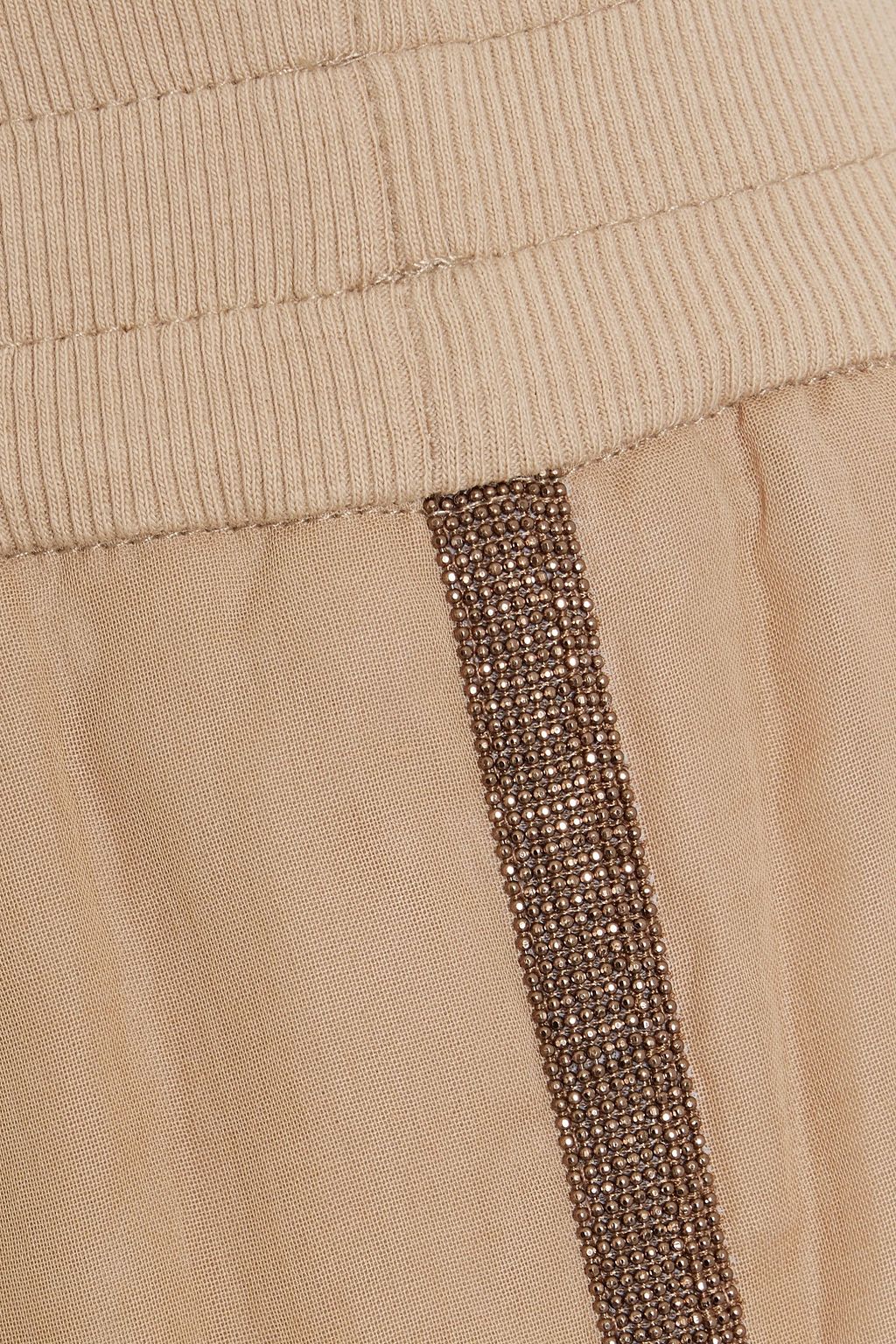 BRUNELLO CUCINELLI Bead-embellished cotton-gauze track pants