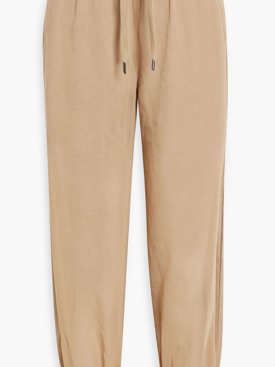 bead-embellished cotton-gauze track pants