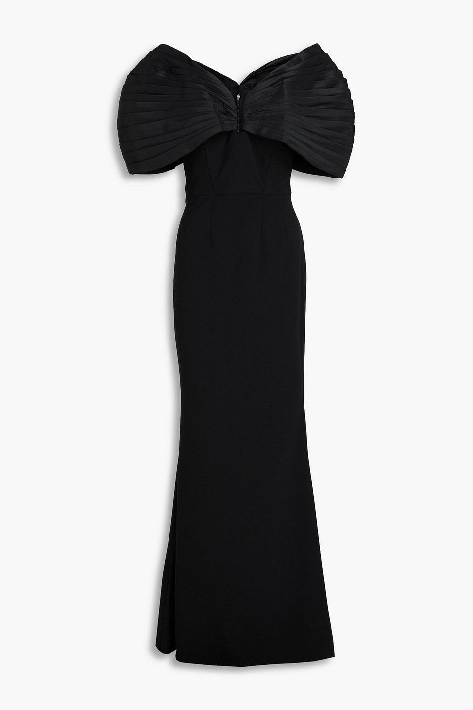 Zac Posen Flared Stretch-crepe And Taffeta Gown In Black