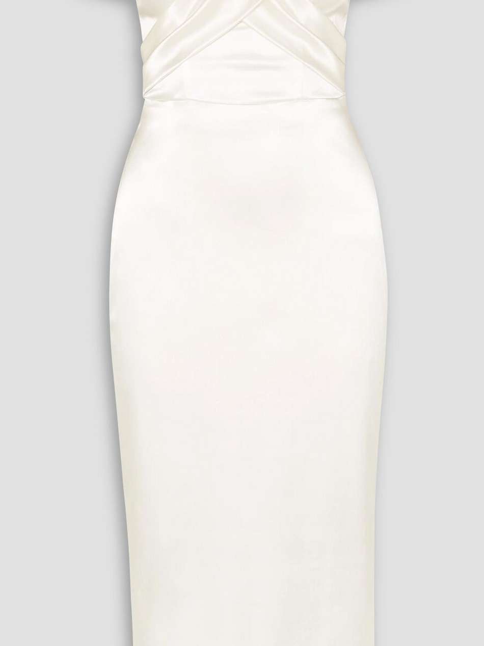 kelly off-the-shoulder satin midi dress