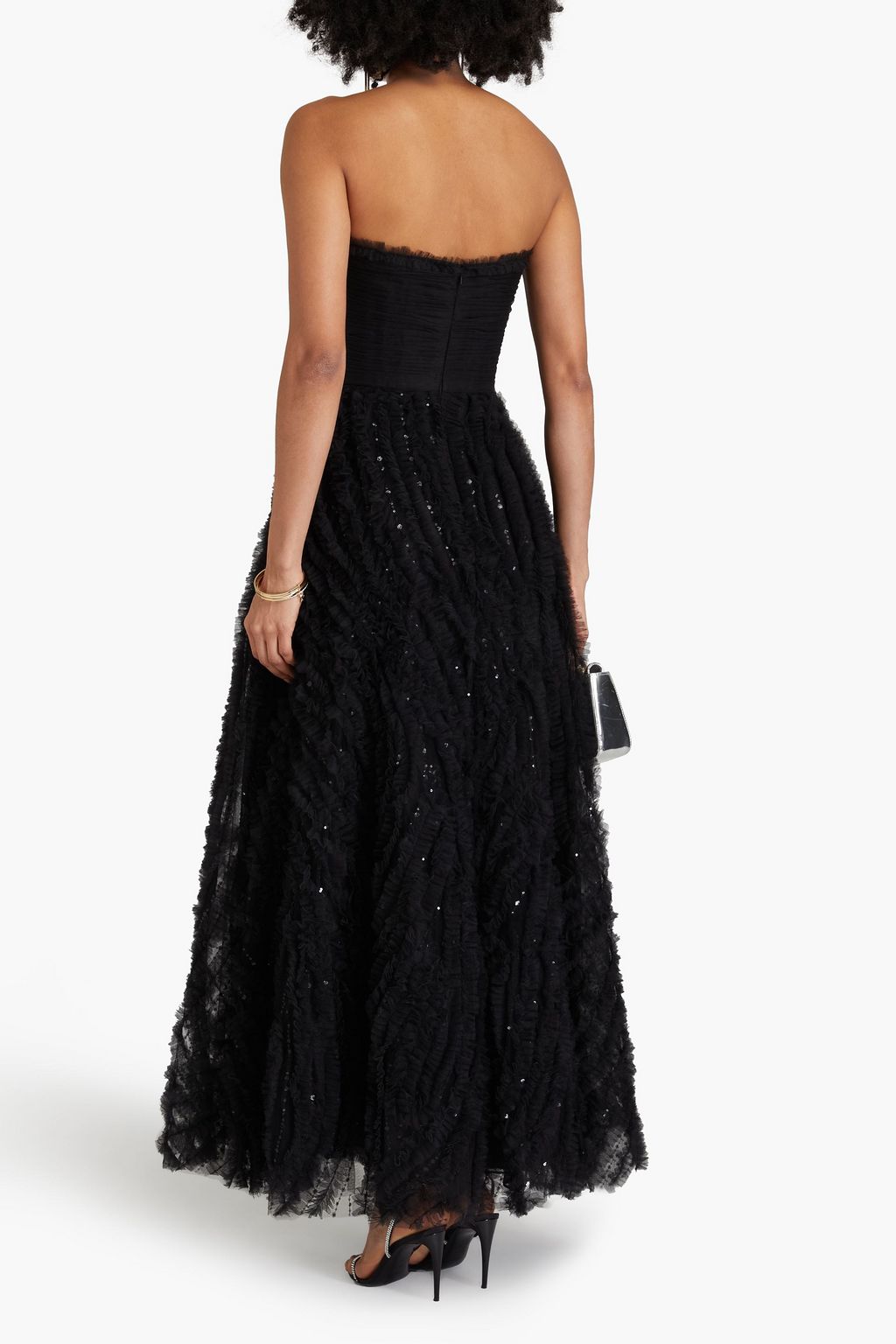 ZAC POSEN Strapless embellished tulle gown