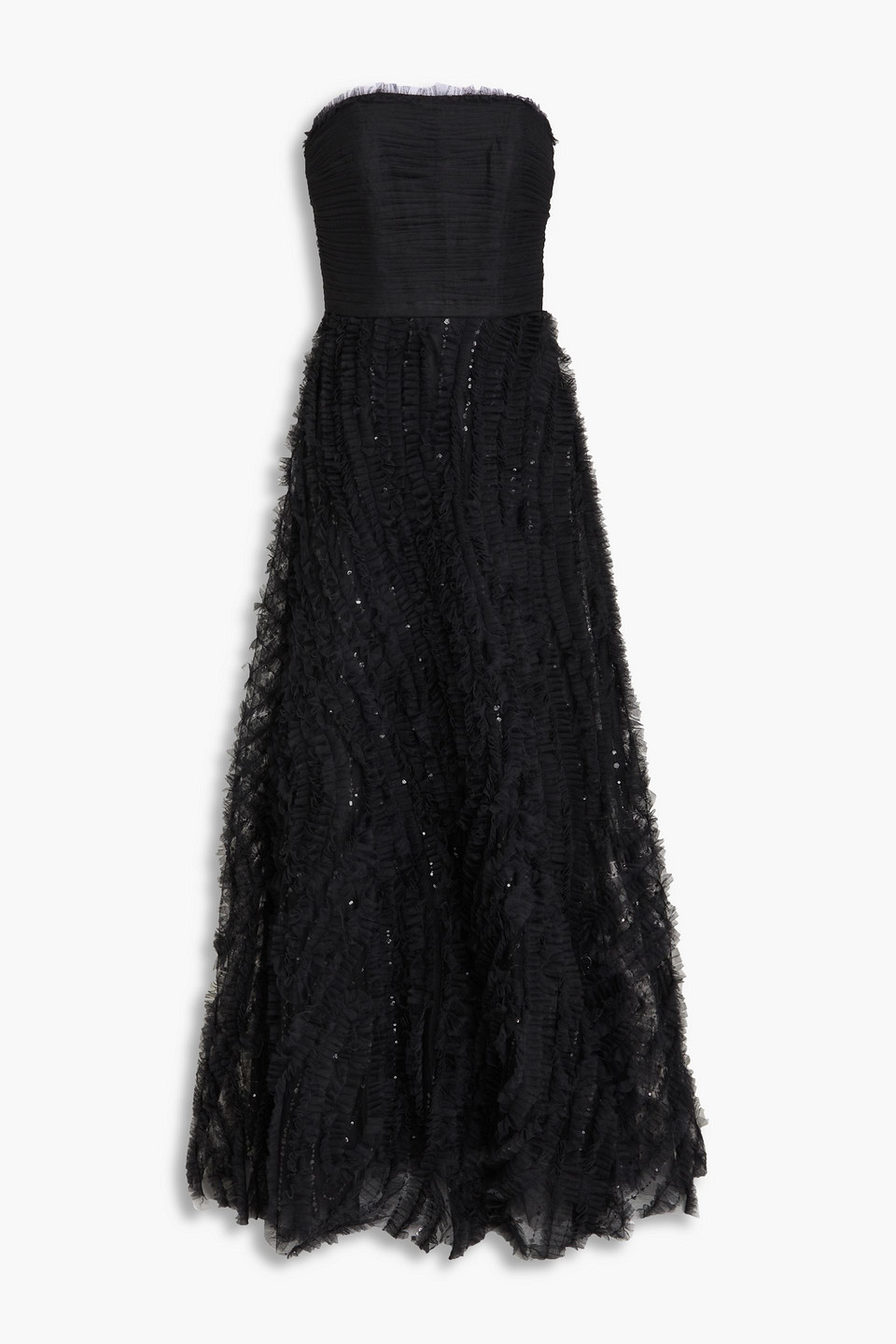 Zac Posen Strapless Embellished Tulle Gown In Schwarz