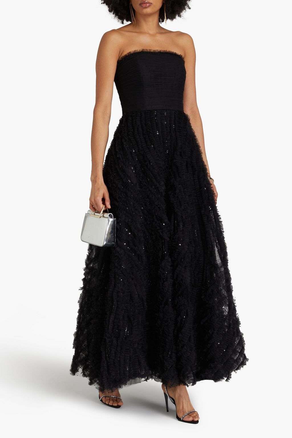 ZAC POSEN Strapless embellished tulle gown