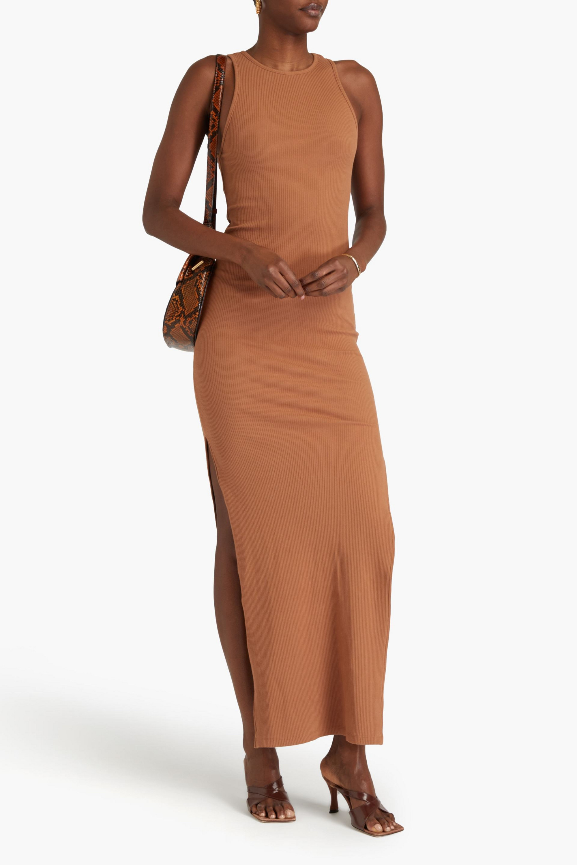 alice + olivia Ribbed stretch-cotton maxi dress