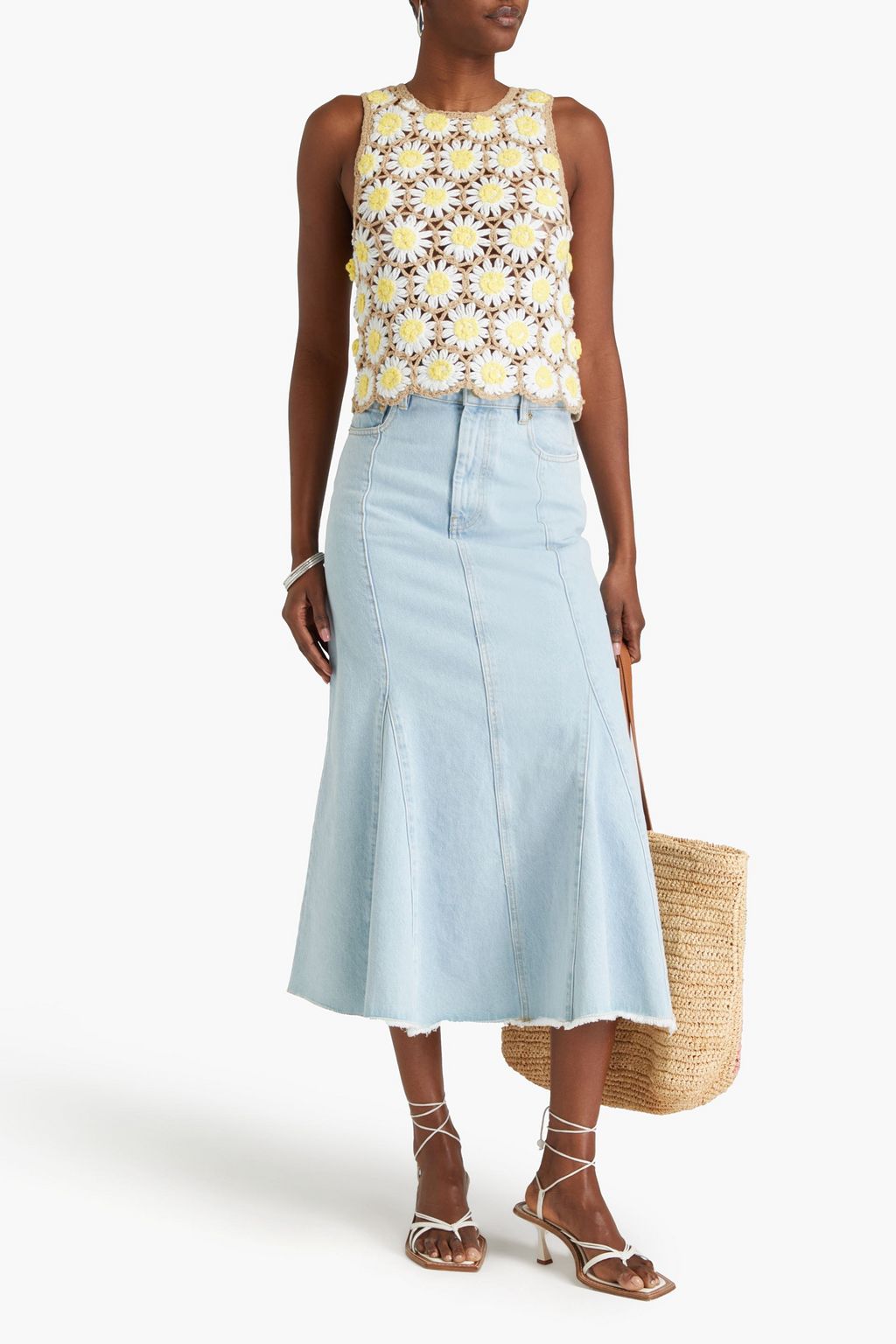 ALICE + OLIVIA Reva crocheted cotton-blend top
