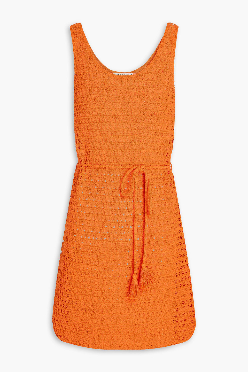 Alice And Olivia Tomoko Crocheted Cotton-blend Mini Dress In Orange