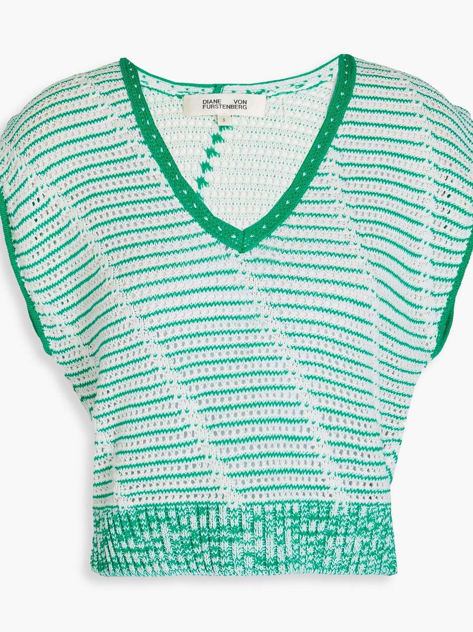 claud striped pointelle-knit cotton top