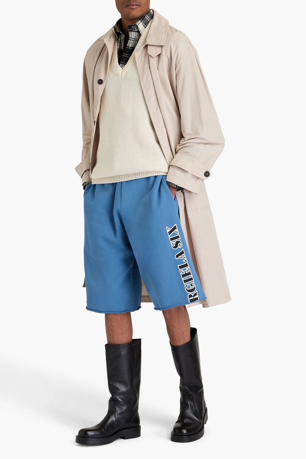 MM6 MAISON MARGIELA شورت برباط على الخصر من قماش تيري القطني الفرنسي مزين بطبعات