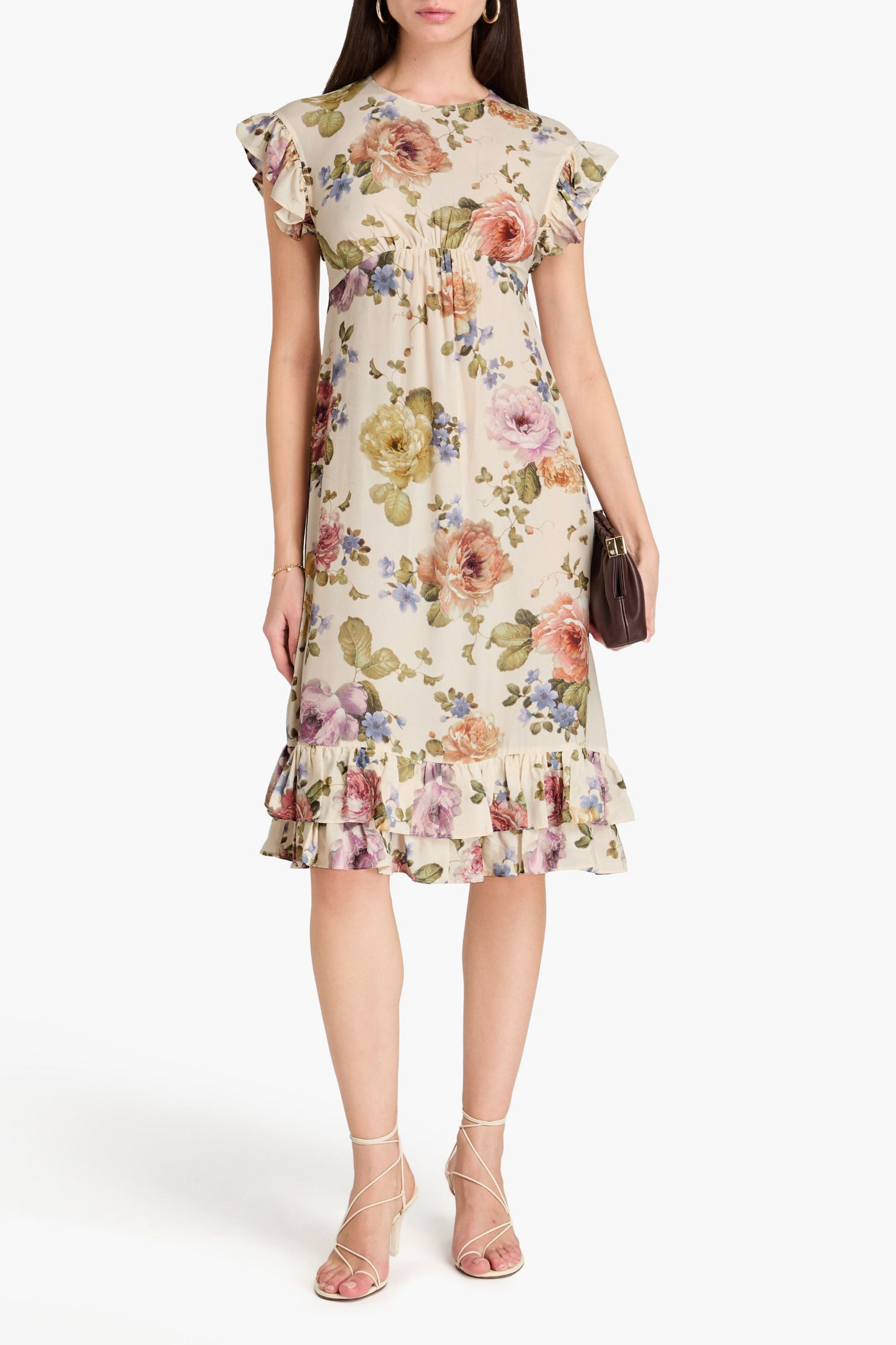 Zimmermann Ruffled floral-print crepe de chine midi dress