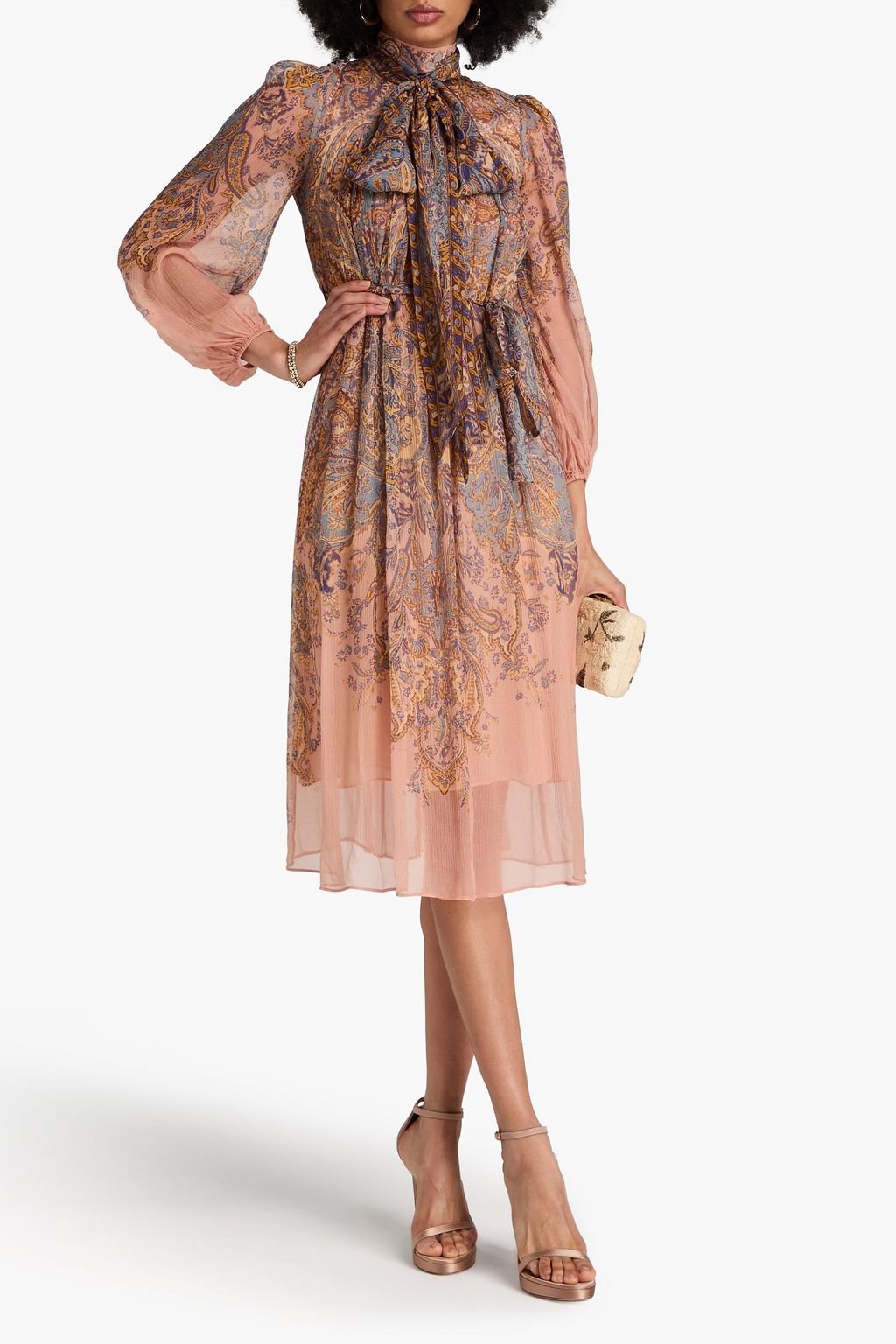 ZIMMERMANN Pussy-bow paisley-print silk-crepon midi dress