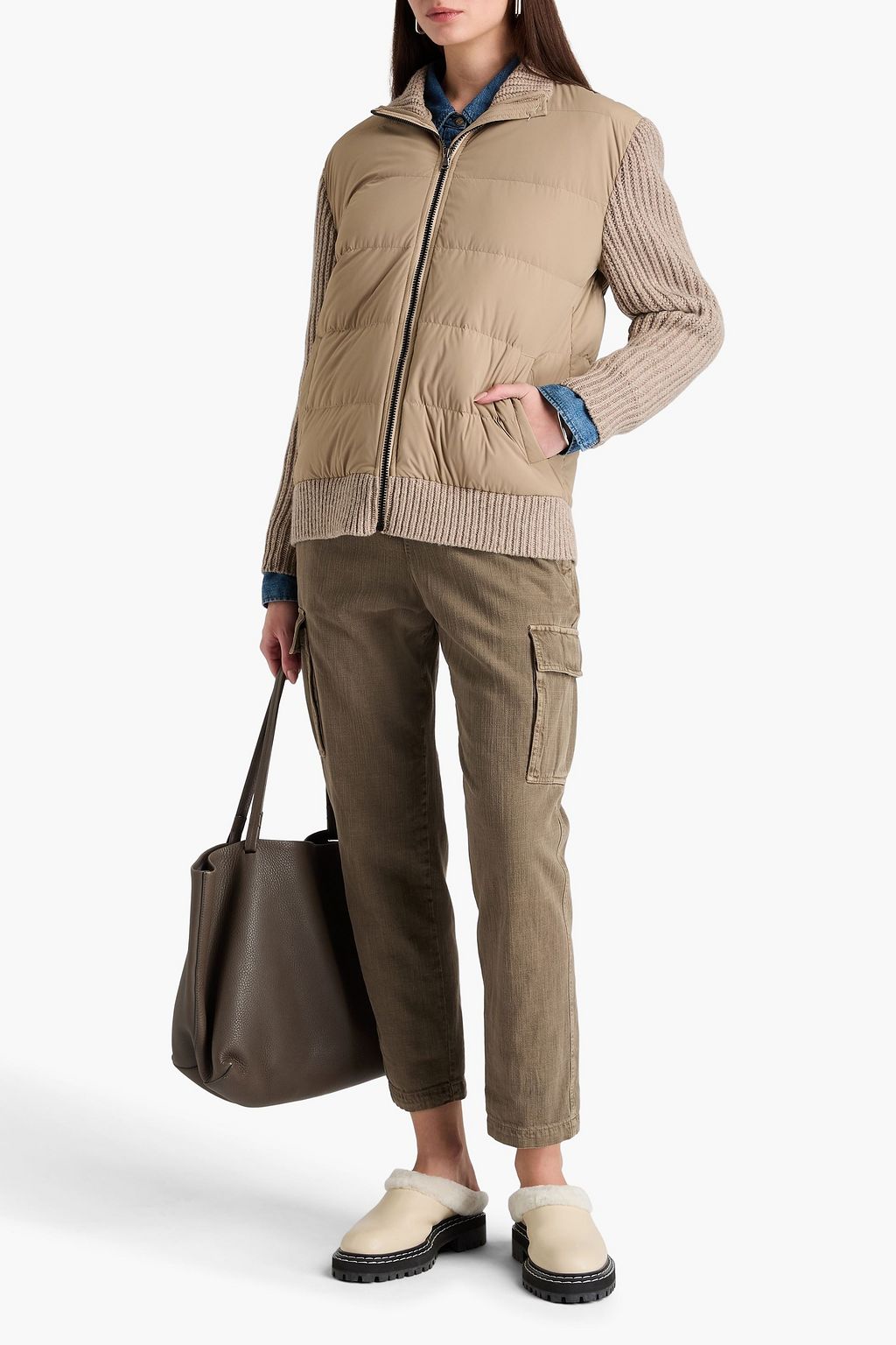 JAMES PERSE Quilted shell-paneled wool and cashmere-blend jacket