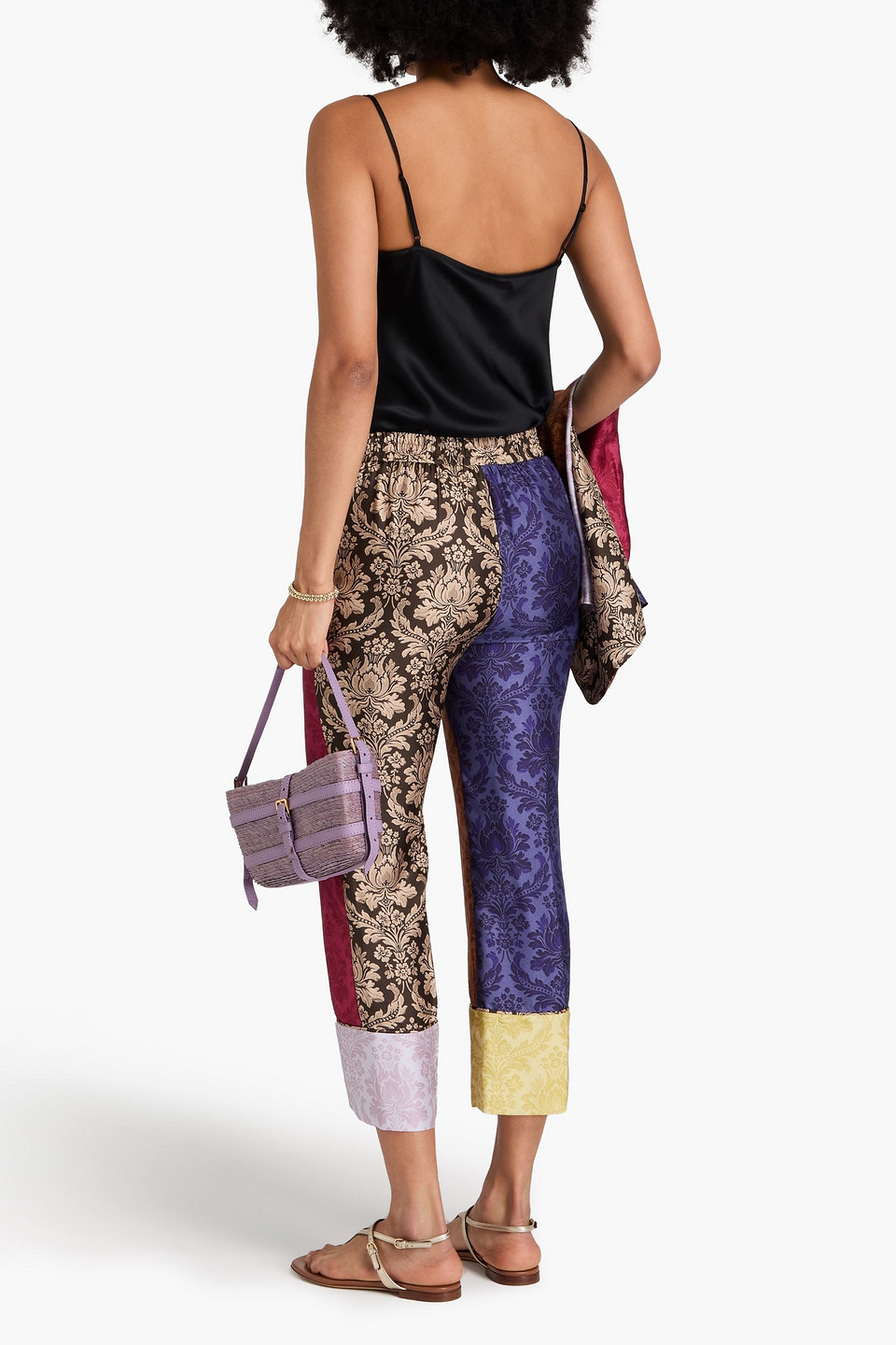 Zimmermann Cropped Printed Silk-satin Bootcut Pants In Multicolor