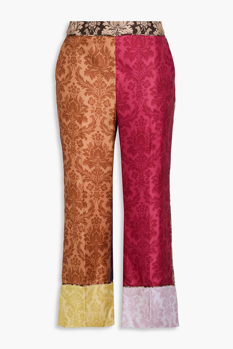 Zimmermann Cropped Printed Silk-satin Bootcut Pants In Multi