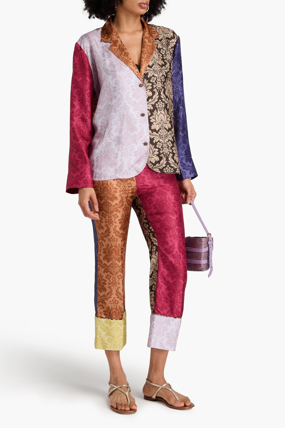 Zimmermann Cropped Printed Silk-satin Bootcut Pants In Multicolor