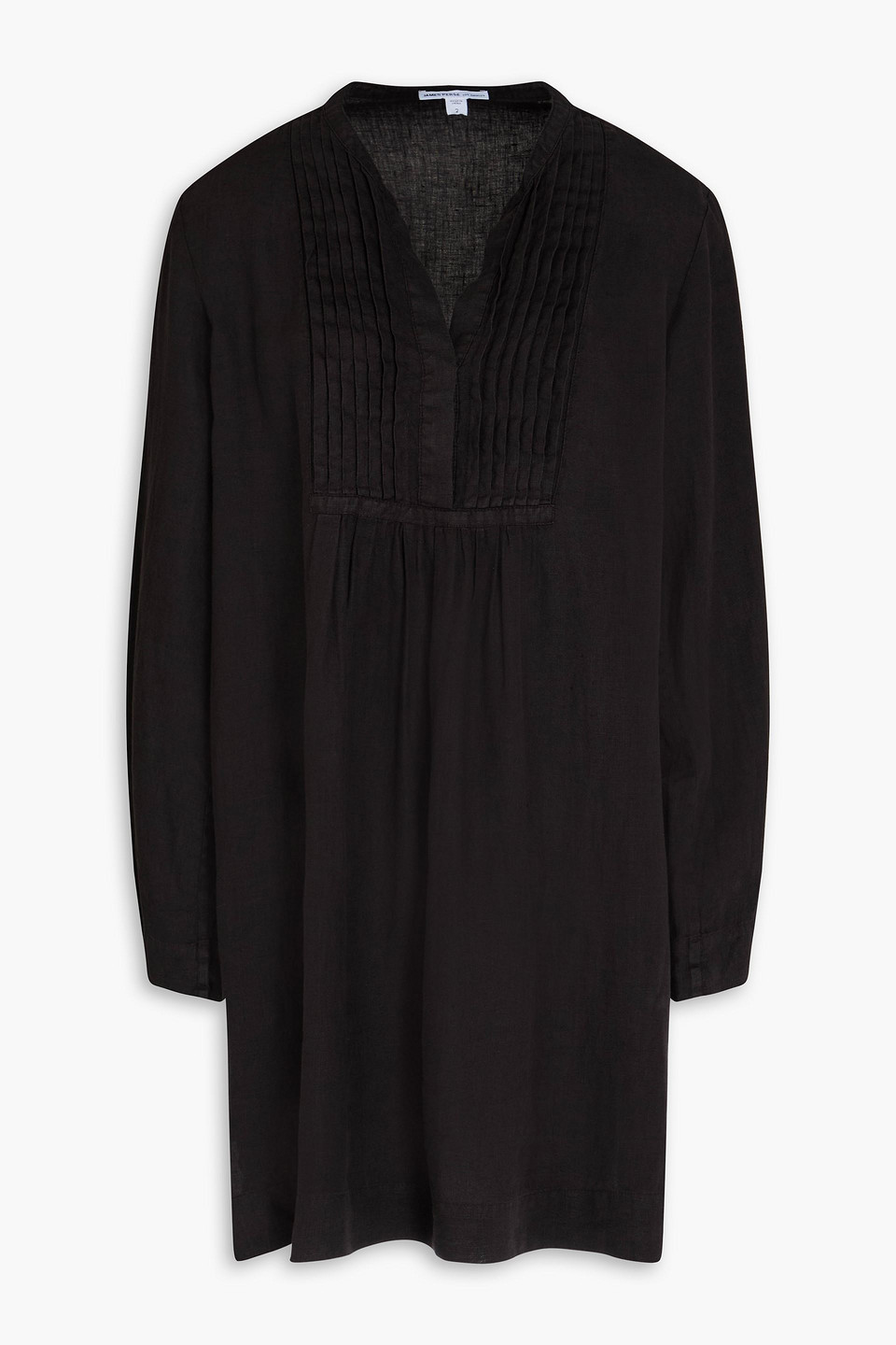 James Perse Minikleid Aus Leinen Mit Biesen In Schwarz