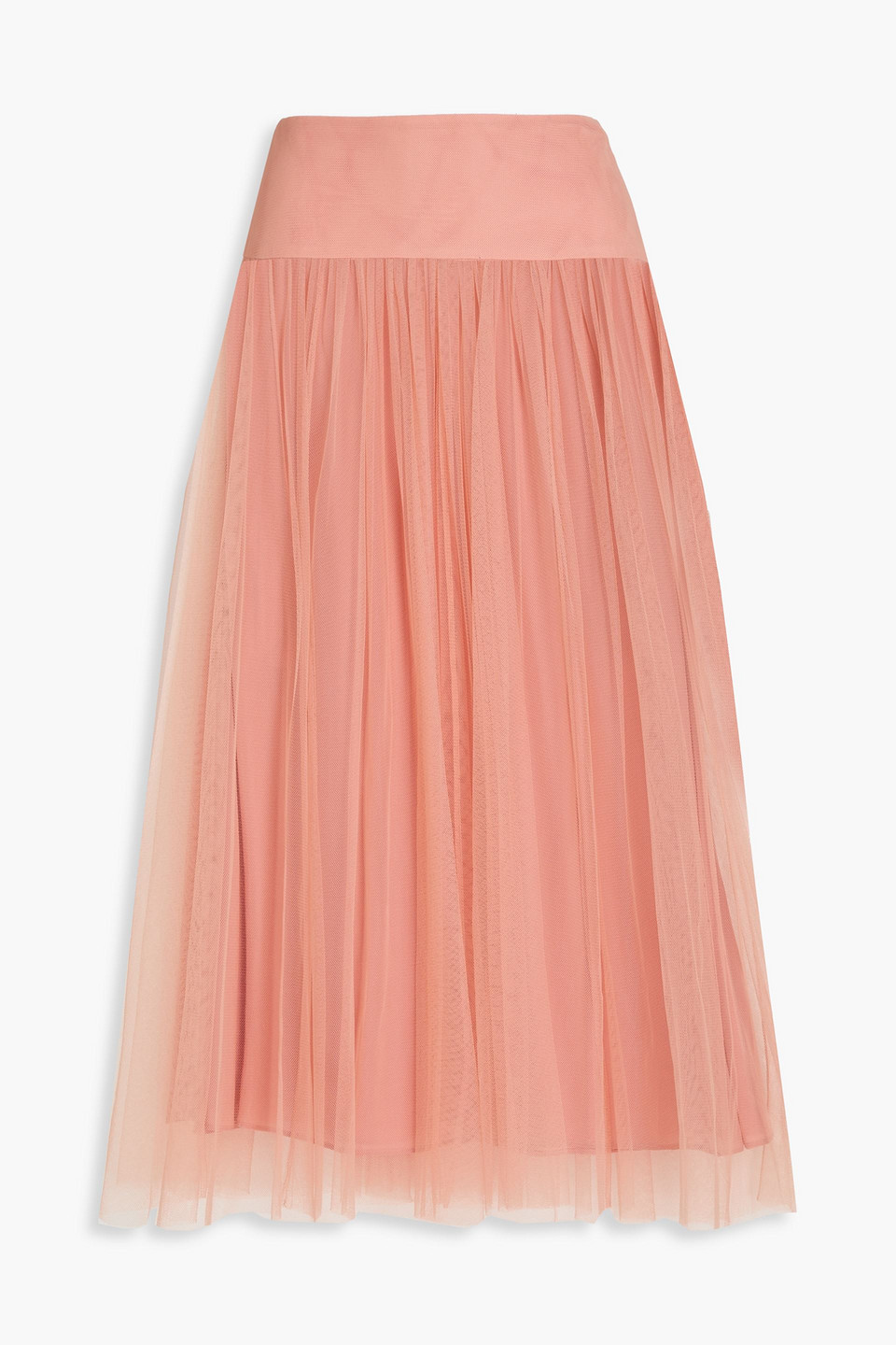 Zimmermann Pleated Tulle Midi Skirt In Altrosa