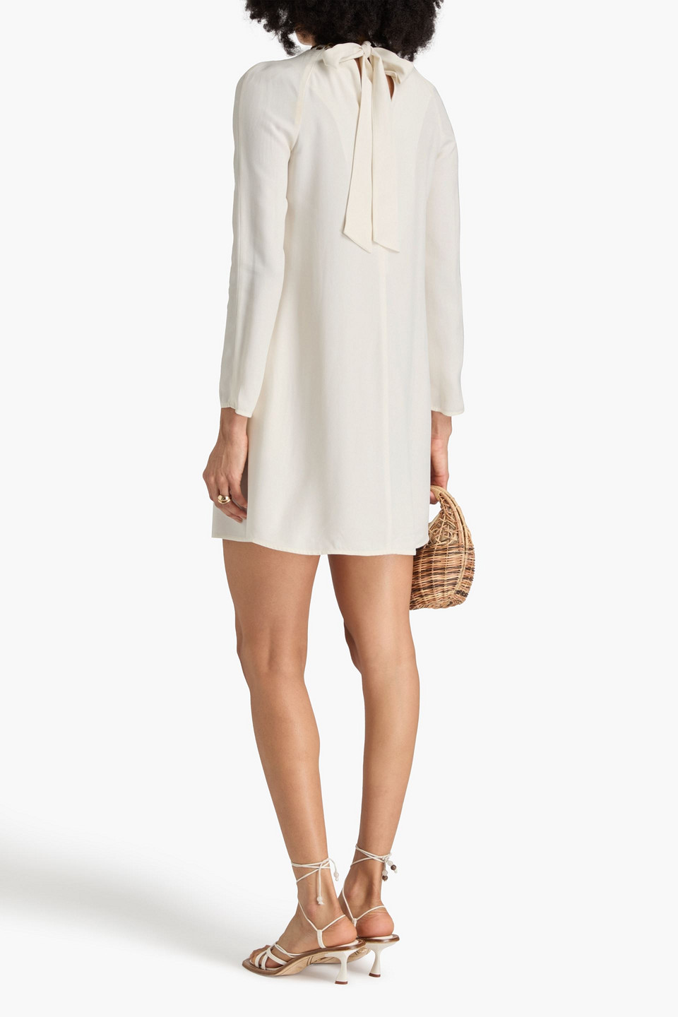 Zimmermann Chain-embellished Cutout Crepe Mini Dress In Elfenbein