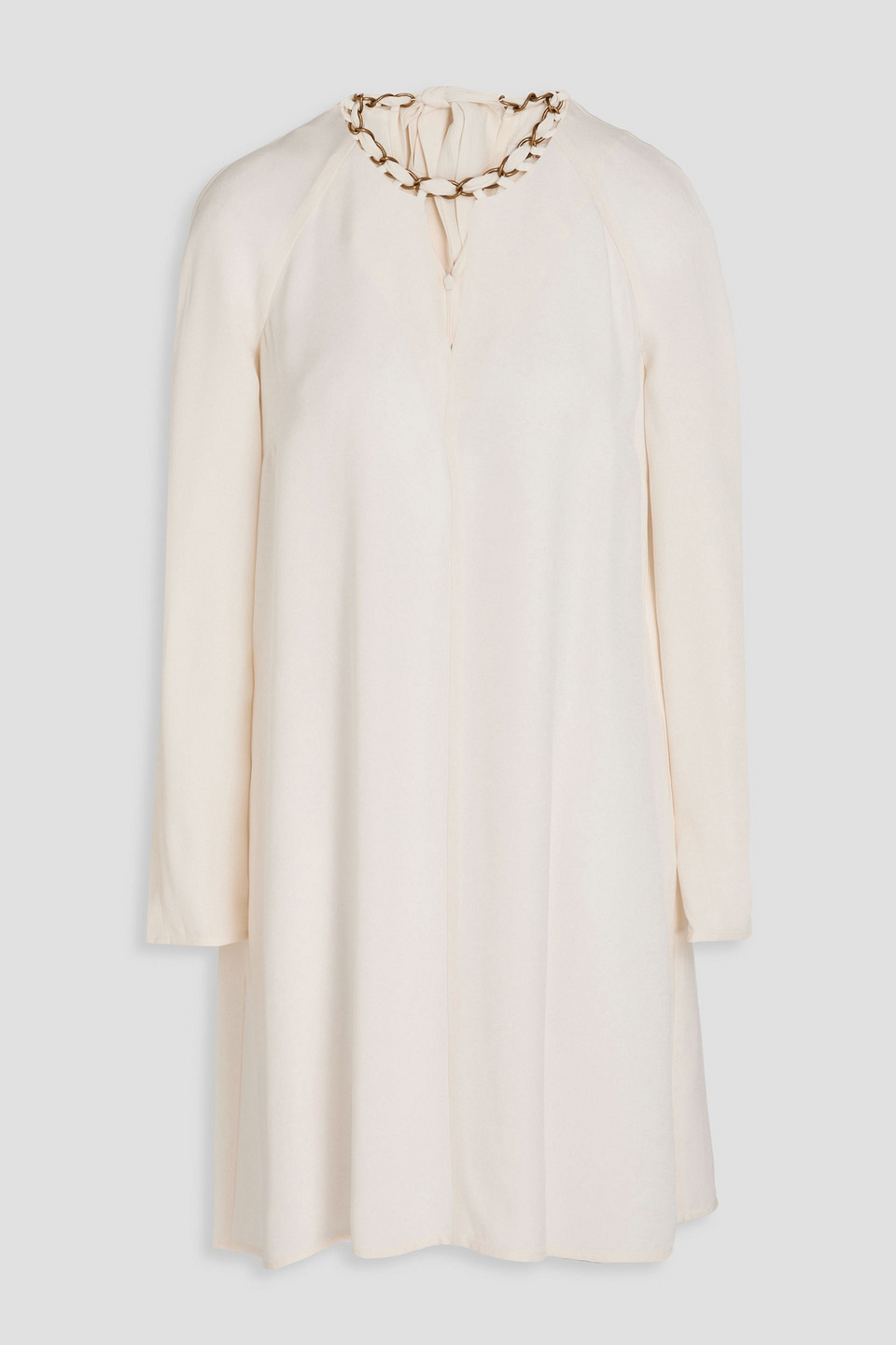Zimmermann Chain-embellished Cutout Crepe Mini Dress In Elfenbein