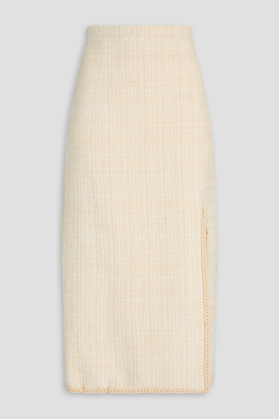 huishan zhang - alida tweed midi skirt - white - uk 8