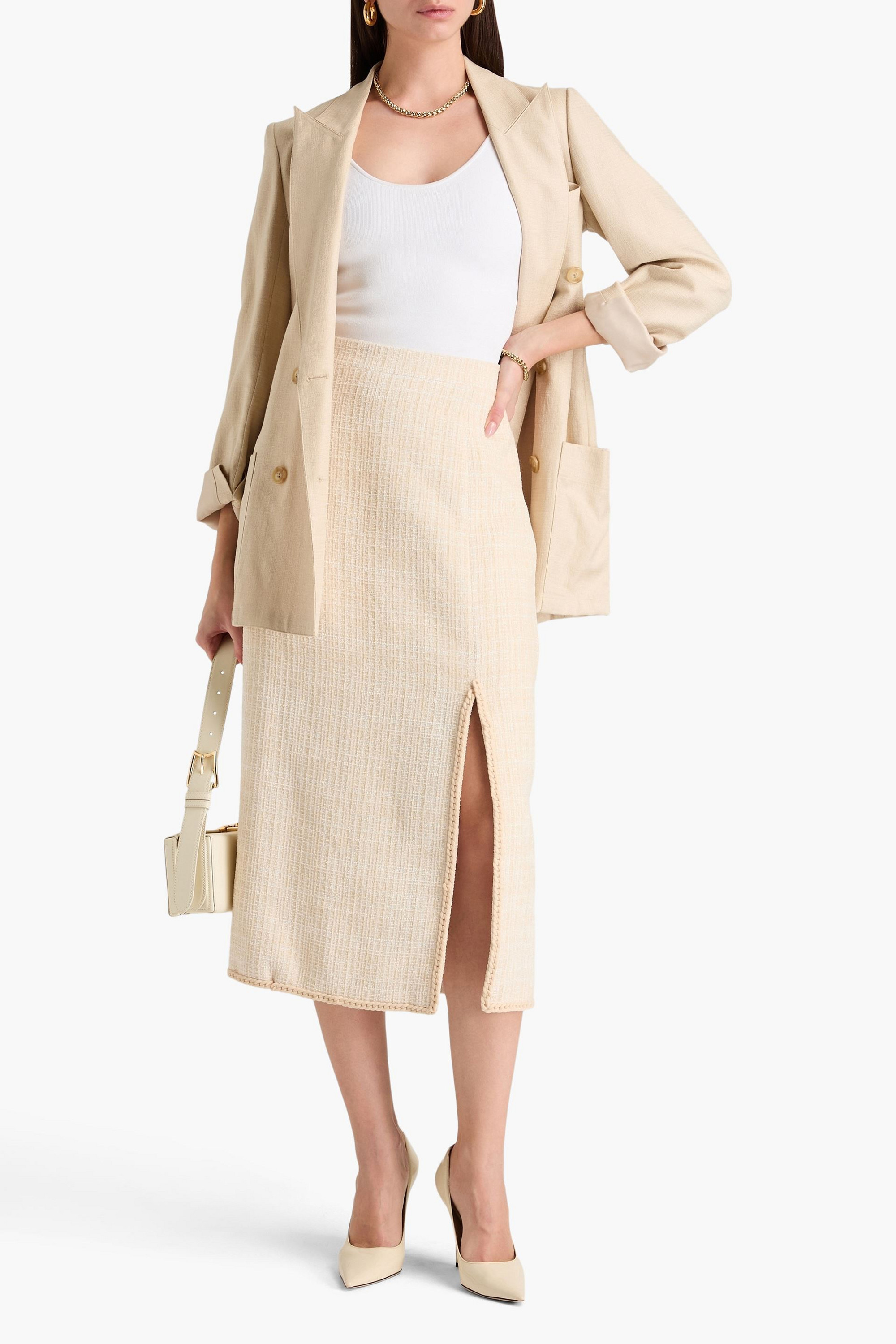 Huishan Zhang Alida tweed midi skirt