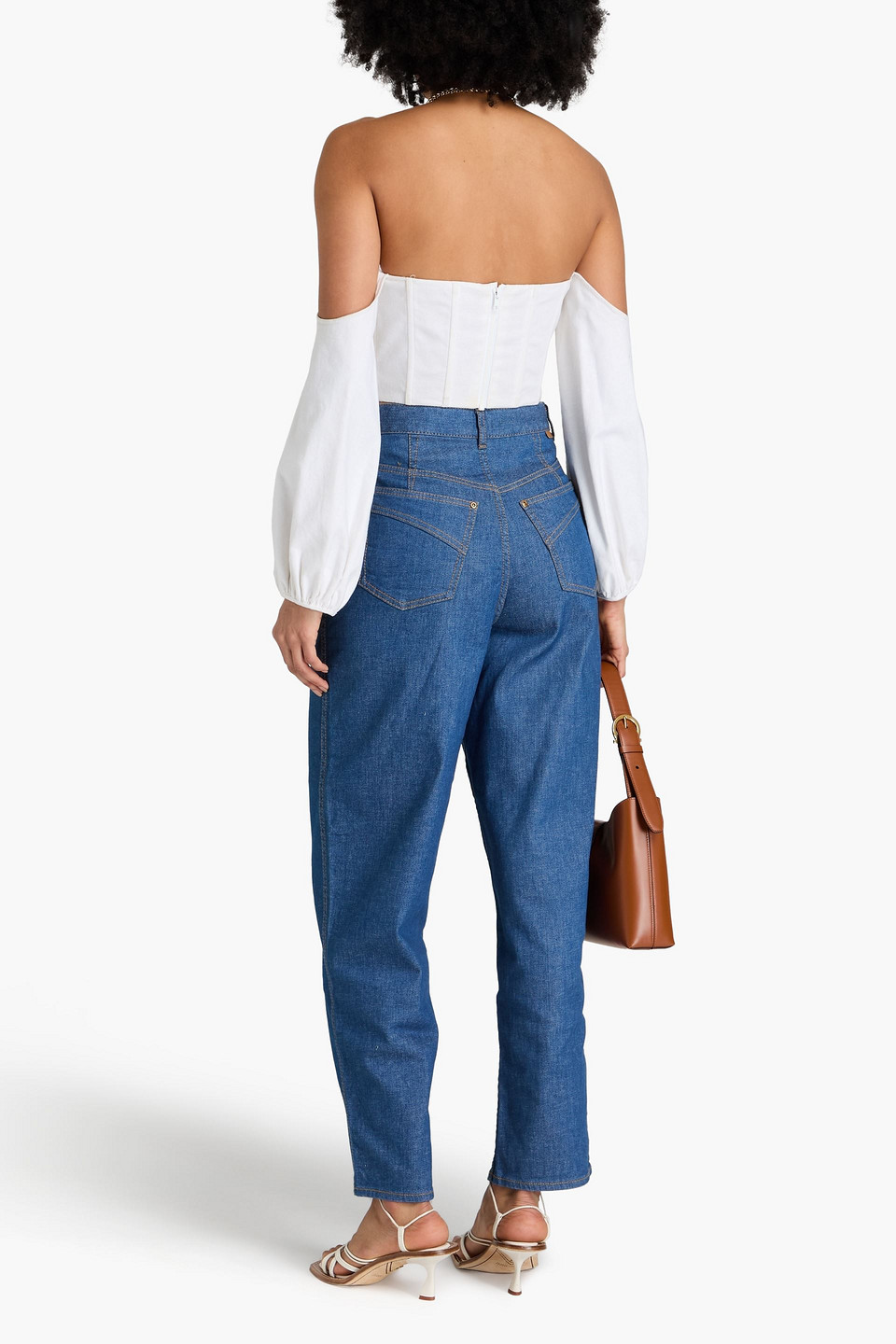 Zimmermann Hoch Sitzende Karottenjeans In Mittelblauer Denim