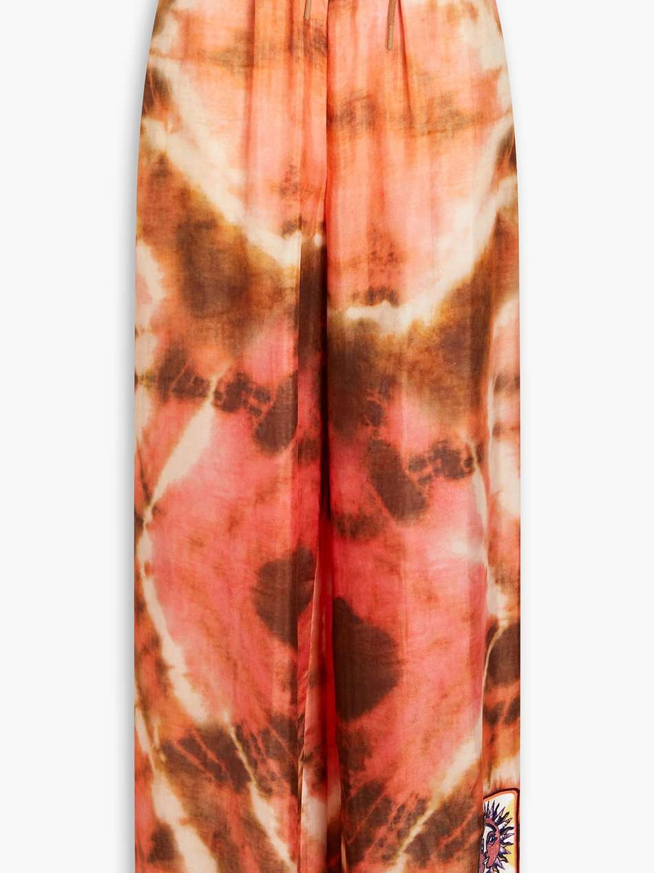 tie-dyed silk wide-leg pants