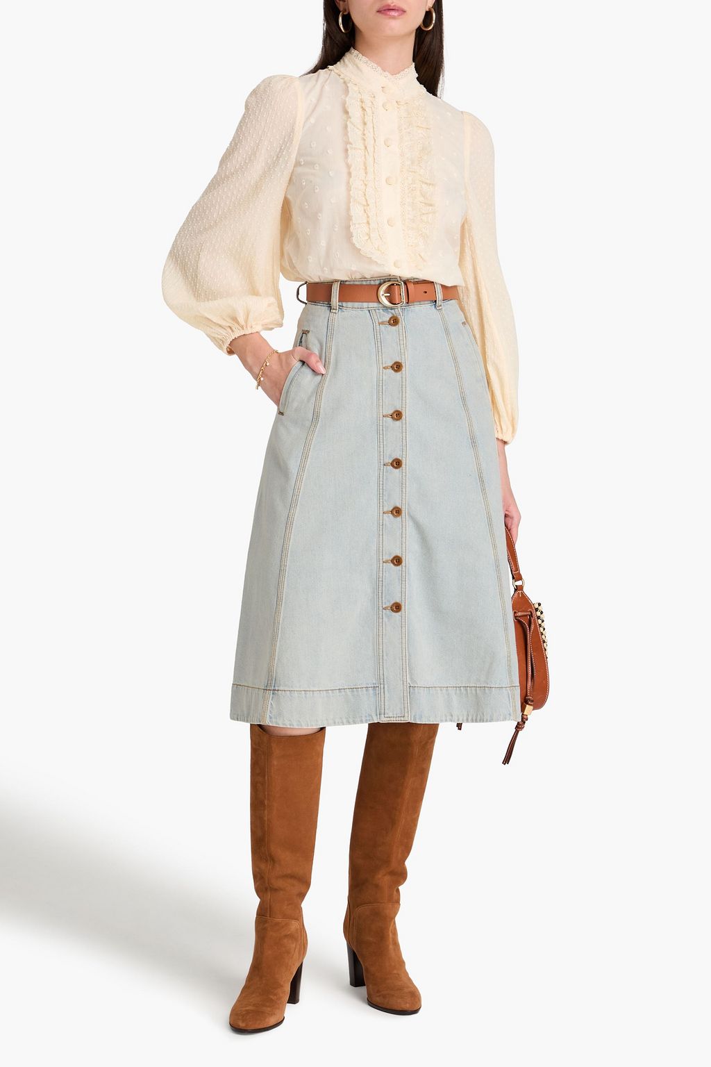 ZIMMERMANN Denim midi skirt