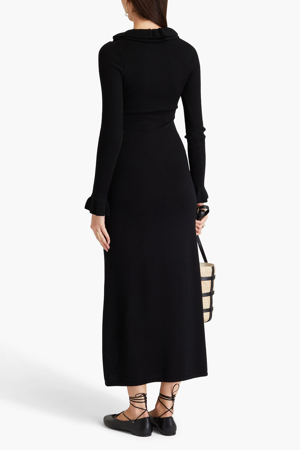 Zimmermann Ruffled Wool Maxi Dress In Schwarz