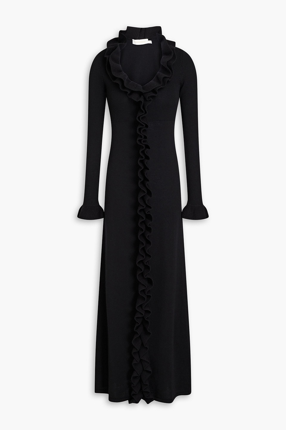Zimmermann Ruffled Wool Maxi Dress In Black
