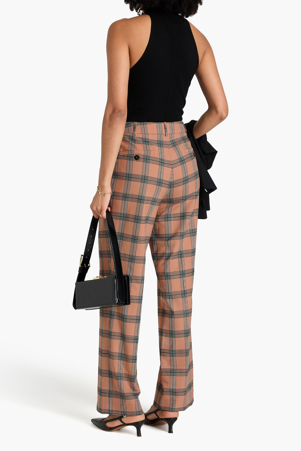 Zimmermann Pleated Checked Twill Wide-leg Pants In Neutral
