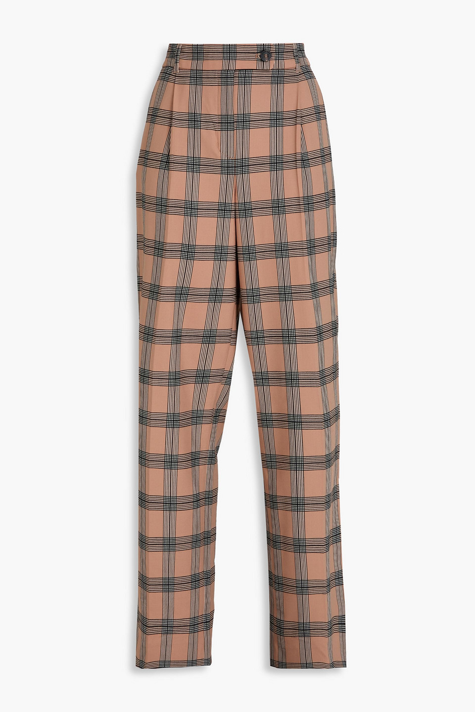 Zimmermann Pleated Checked Twill Wide-leg Trousers In Neutral