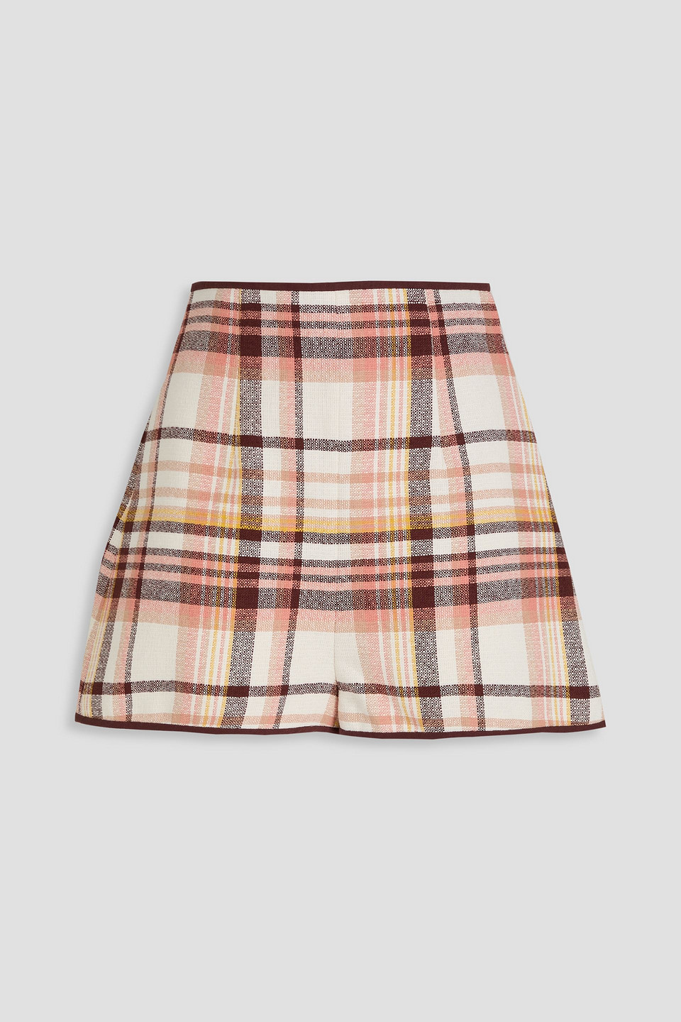 Zimmermann Multicolor Matchmaker Check Dance Shorts In Ivory