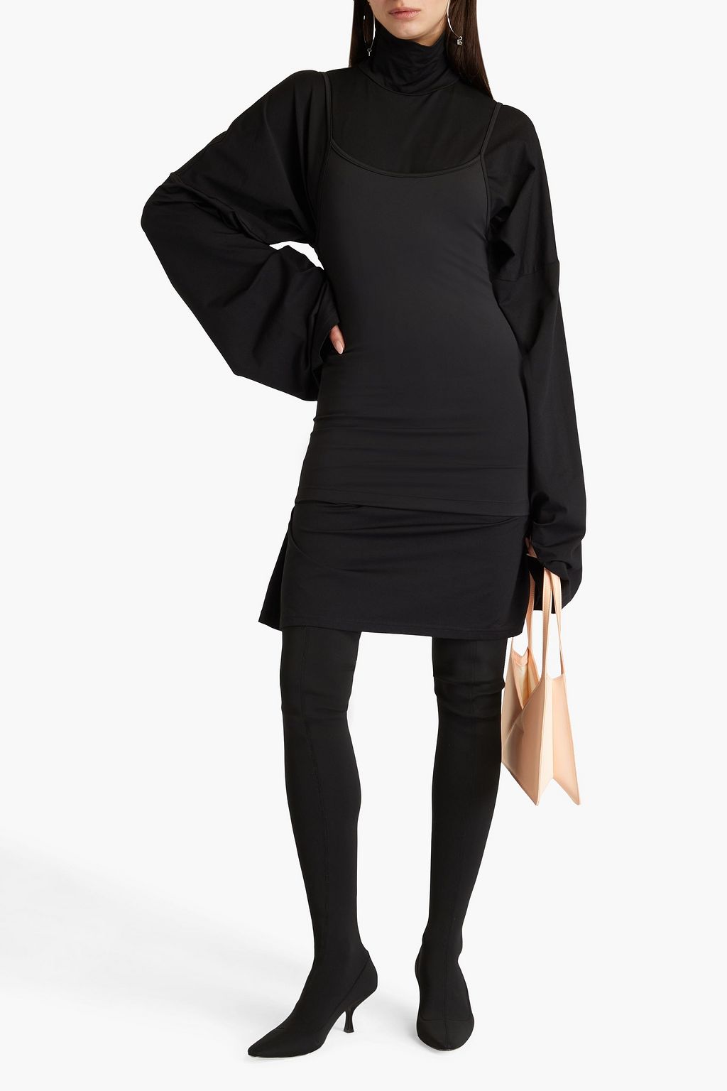 MM6 MAISON MARGIELA サテンジャージー ミニワンピース コンバーチブル レイヤード