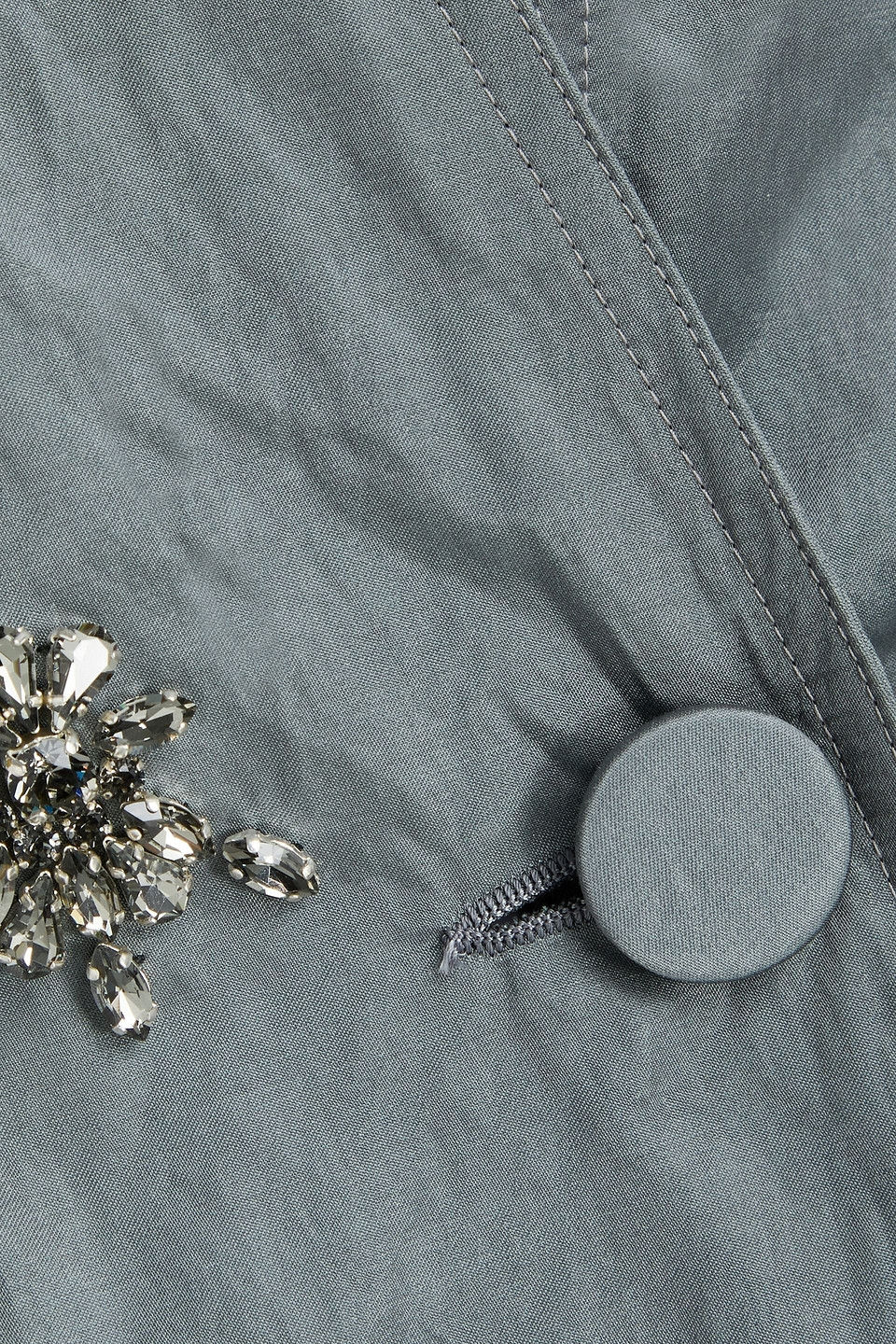 Huishan Zhang Embellished Crinkled-satin Peplum Jacket In Grau
