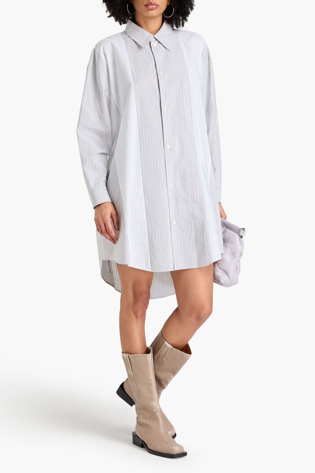 MM6 MAISON MARGIELA فستان مخطط بأسلوب القميص من قطن أكسفورد