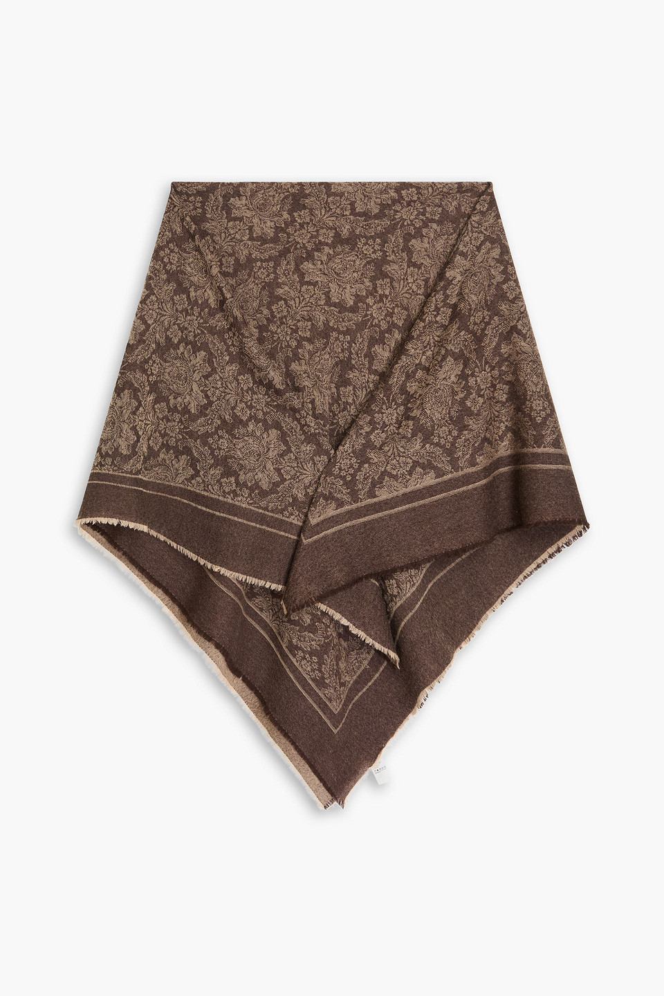 Frayed jacquard-knit merino wool wrap
