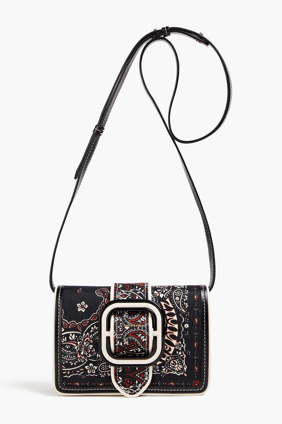 Zimmermann Leather-trimmed Paisley-print Canvas Cross-body Bag In Black