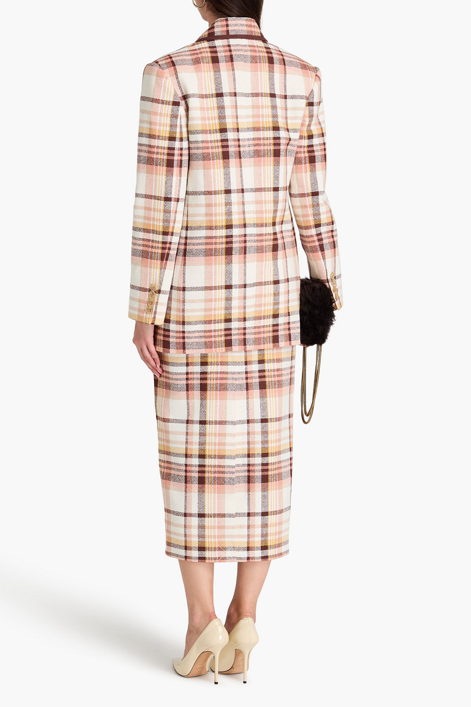 Zimmermann Checked Linen And Cotton-blend Blazer In Elfenbein