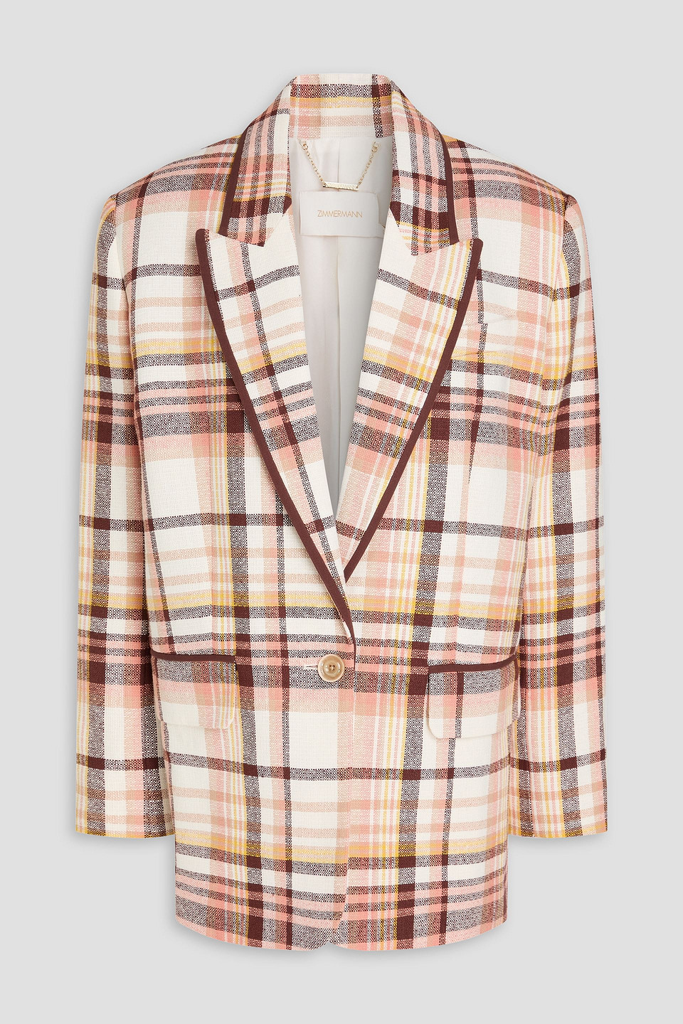 Zimmermann Checked Linen And Cotton-blend Blazer In Multi